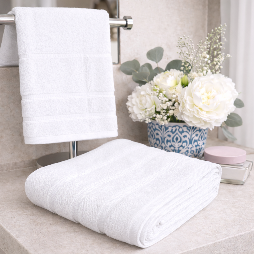 Luzia Bamboo 8-Piece Towel Set – Pure Cloud – Soft Elements Series (500 GSM) | Silky Soft Breathable Comfort Everyday Luxury