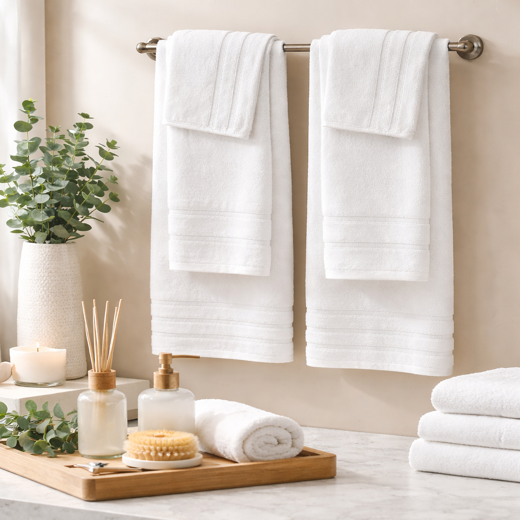 Luzia Bamboo 8-Piece Towel Set – Pure Cloud – Soft Elements Series (500 GSM) | Silky Soft Breathable Comfort Everyday Luxury