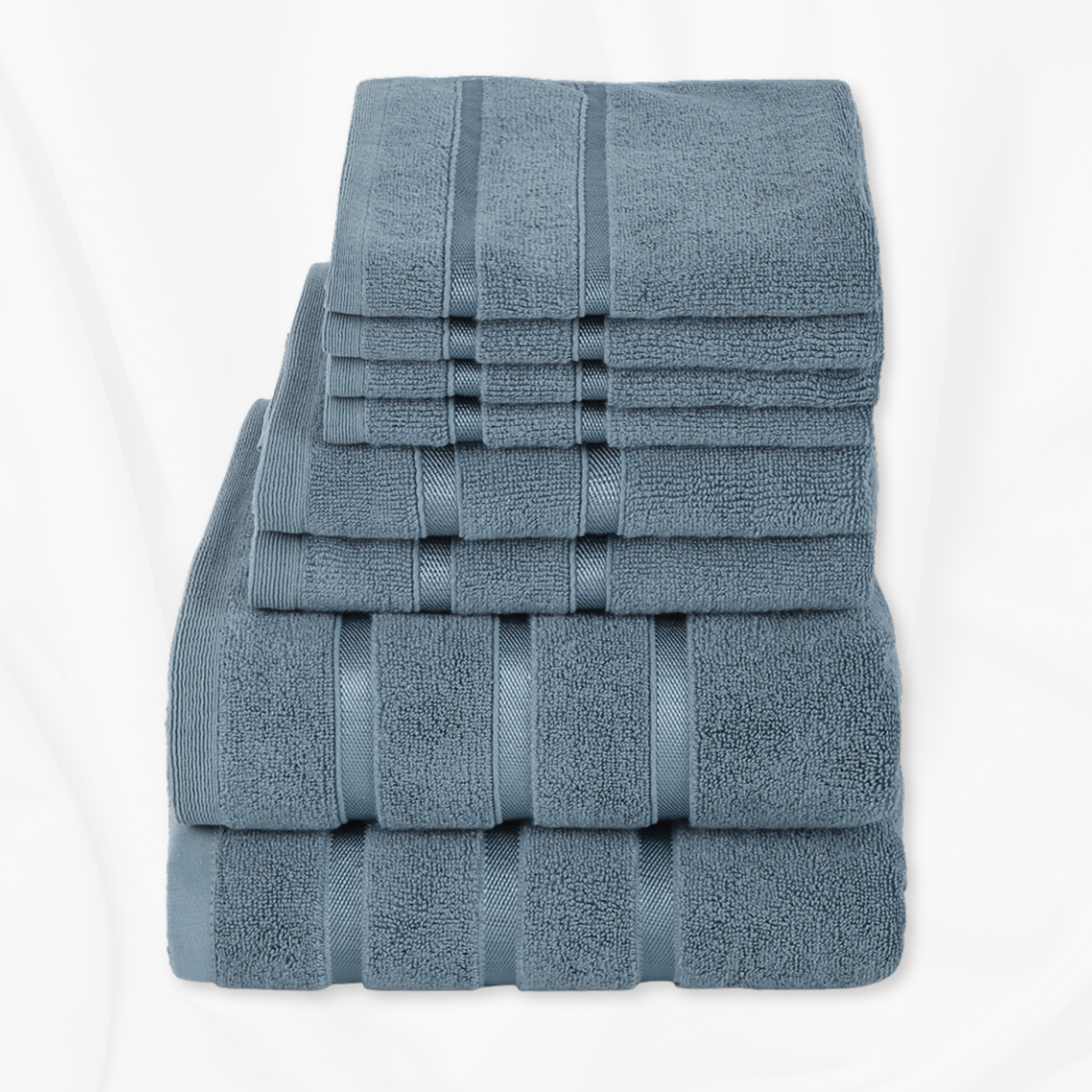 Luzia Bamboo 8-Piece Towel Set – Coastal Slate – Soft Elements Series (500 GSM) | Silky Soft Breathable Comfort Everyday Luxury