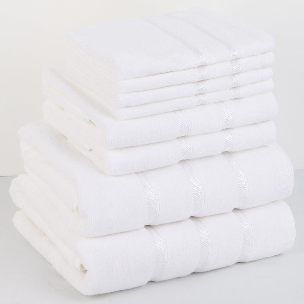 Luzia Bamboo 8-Piece Towel Set – Pure Cloud – Soft Elements Series (500 GSM) | Silky Soft Breathable Comfort Everyday Luxury