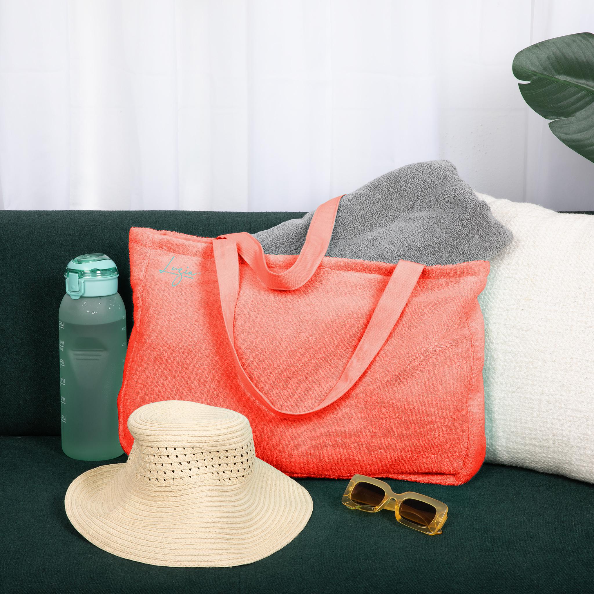 Beach Pool and Yoga Tote Bag Living Coral