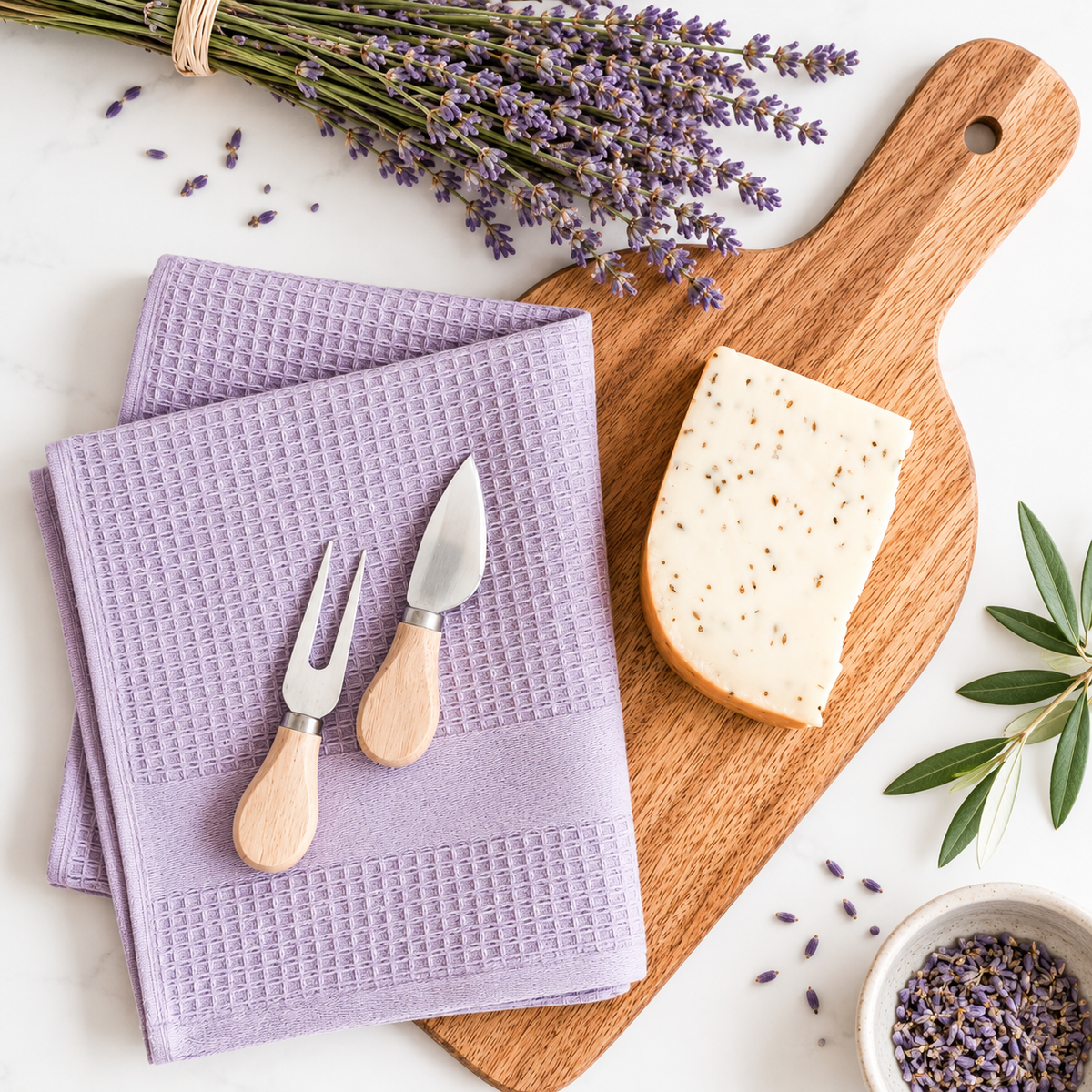 Premium Lavender Kitchen Towels, Set of 3