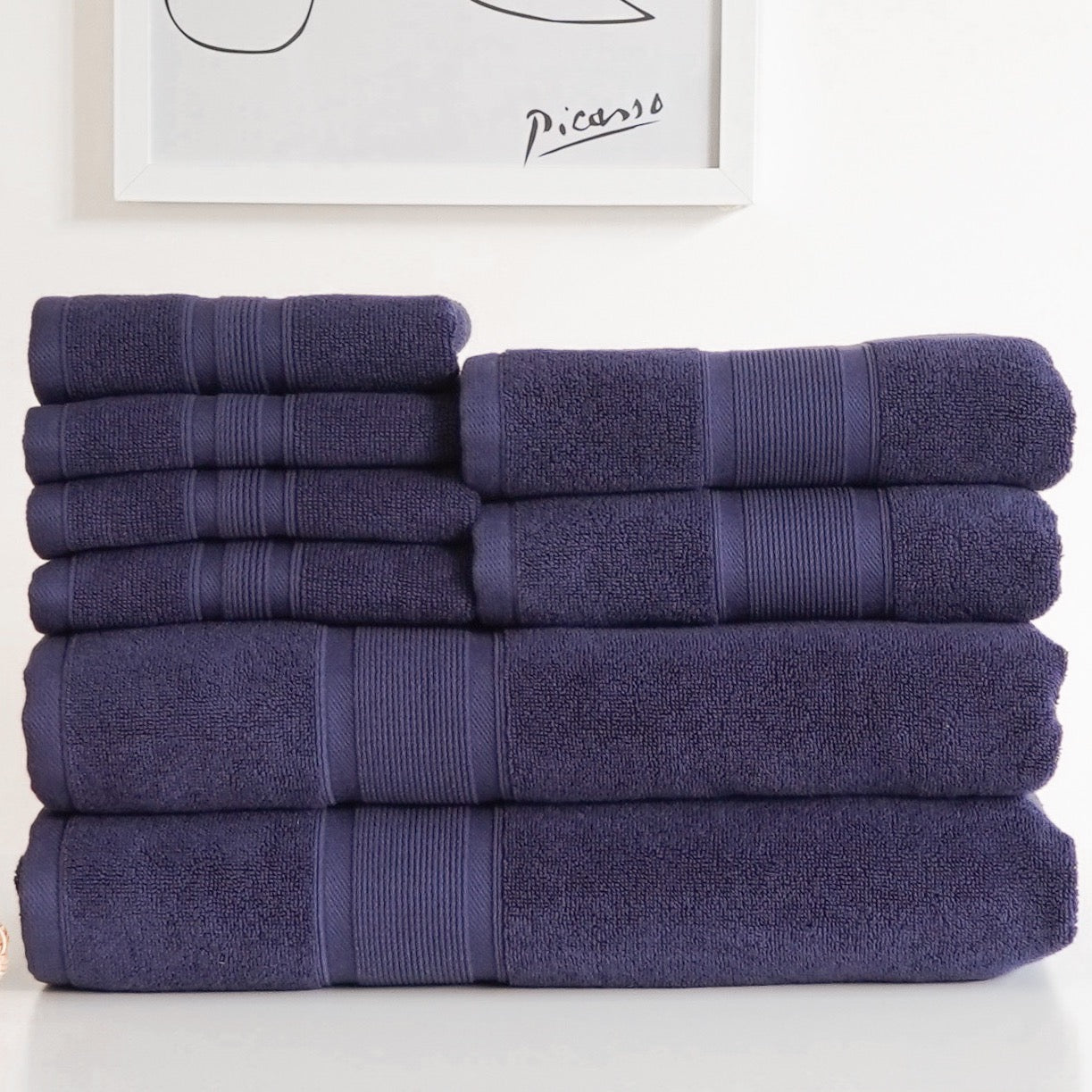 Premium Turkish Cotton Navy Blue Towels