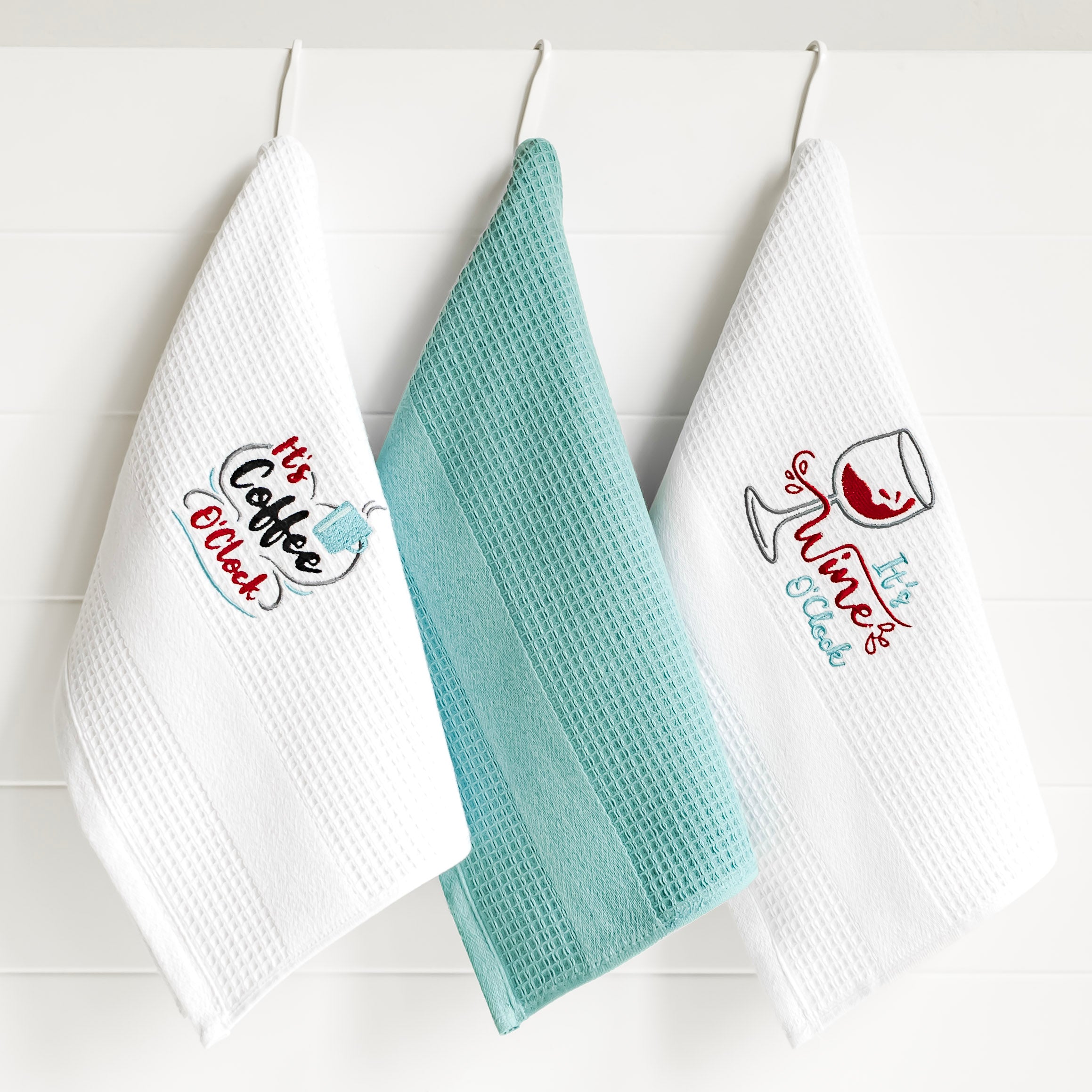 Coffee & Wine O'Clock Kitchen Towels, Set of 3