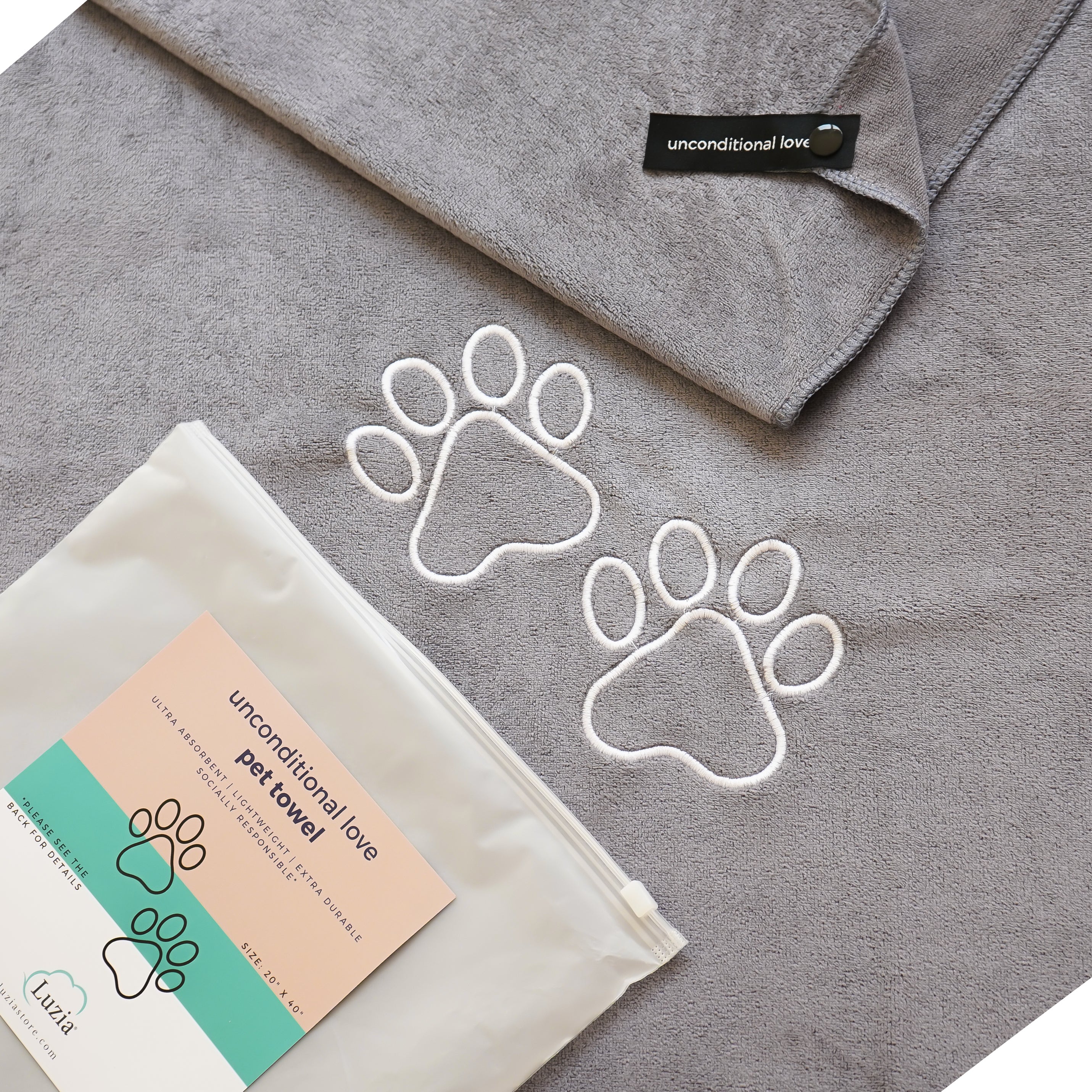 Unconditional Love | Premium Pet Towel (Grey)