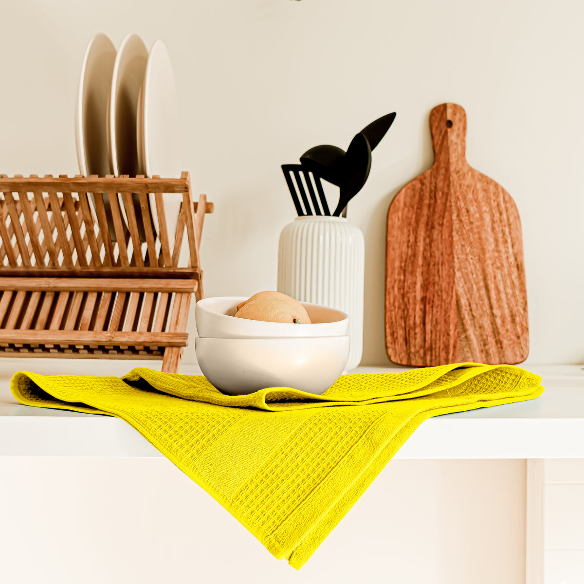 Premium Yellow Kitchen Towels, Set of 3