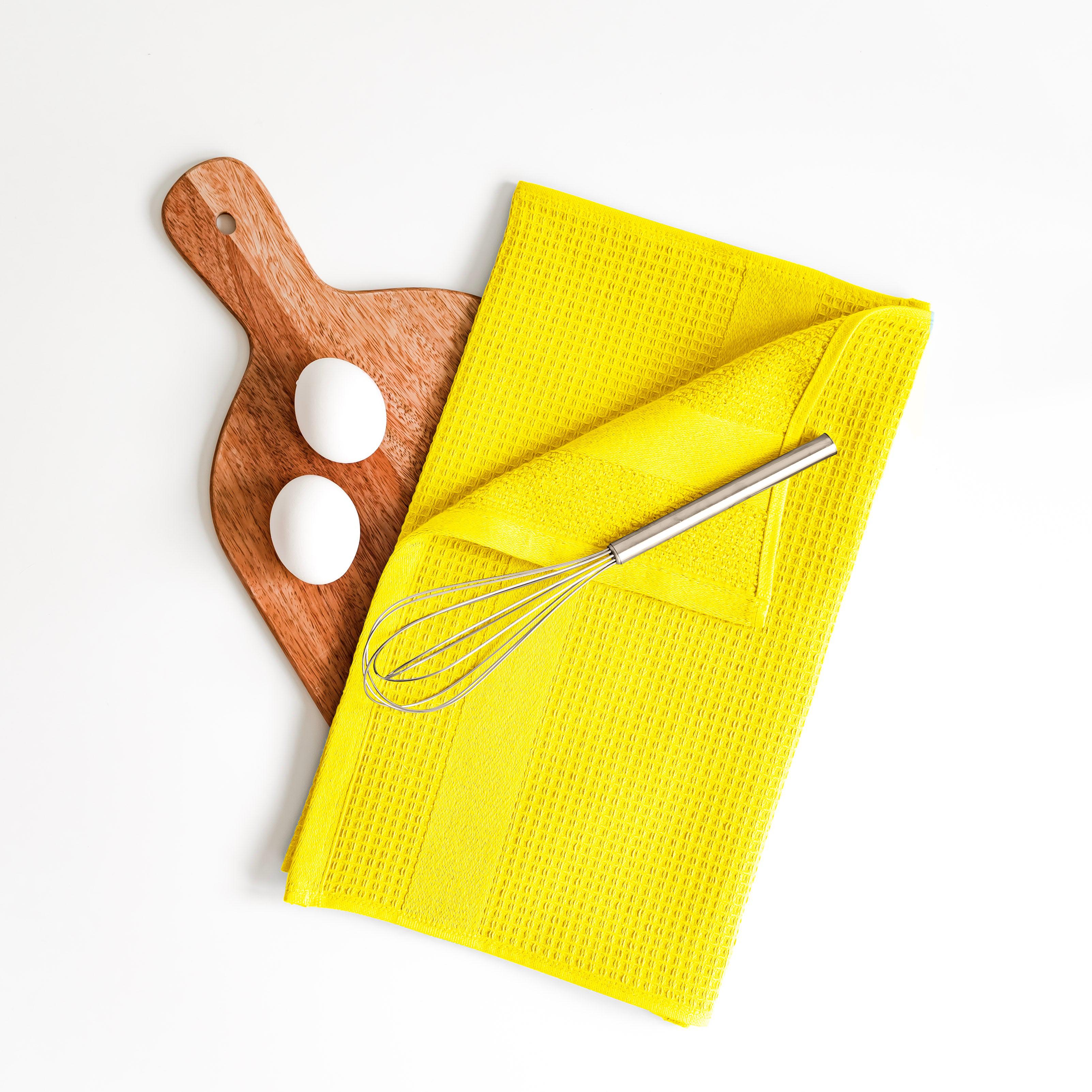Premium Kitchen Towels in Yellow, Set of 3