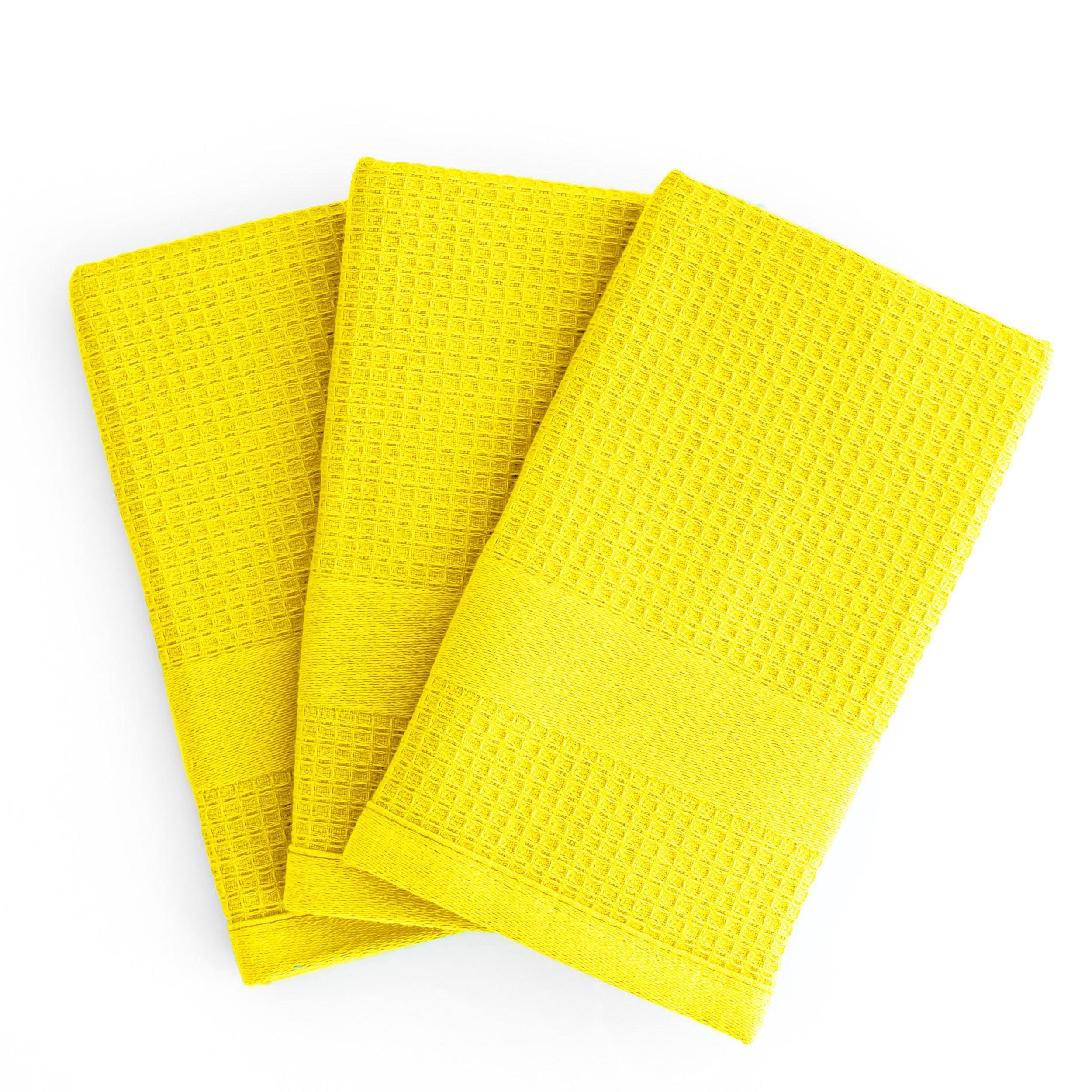 Premium Kitchen Towels in Yellow, Set of 3