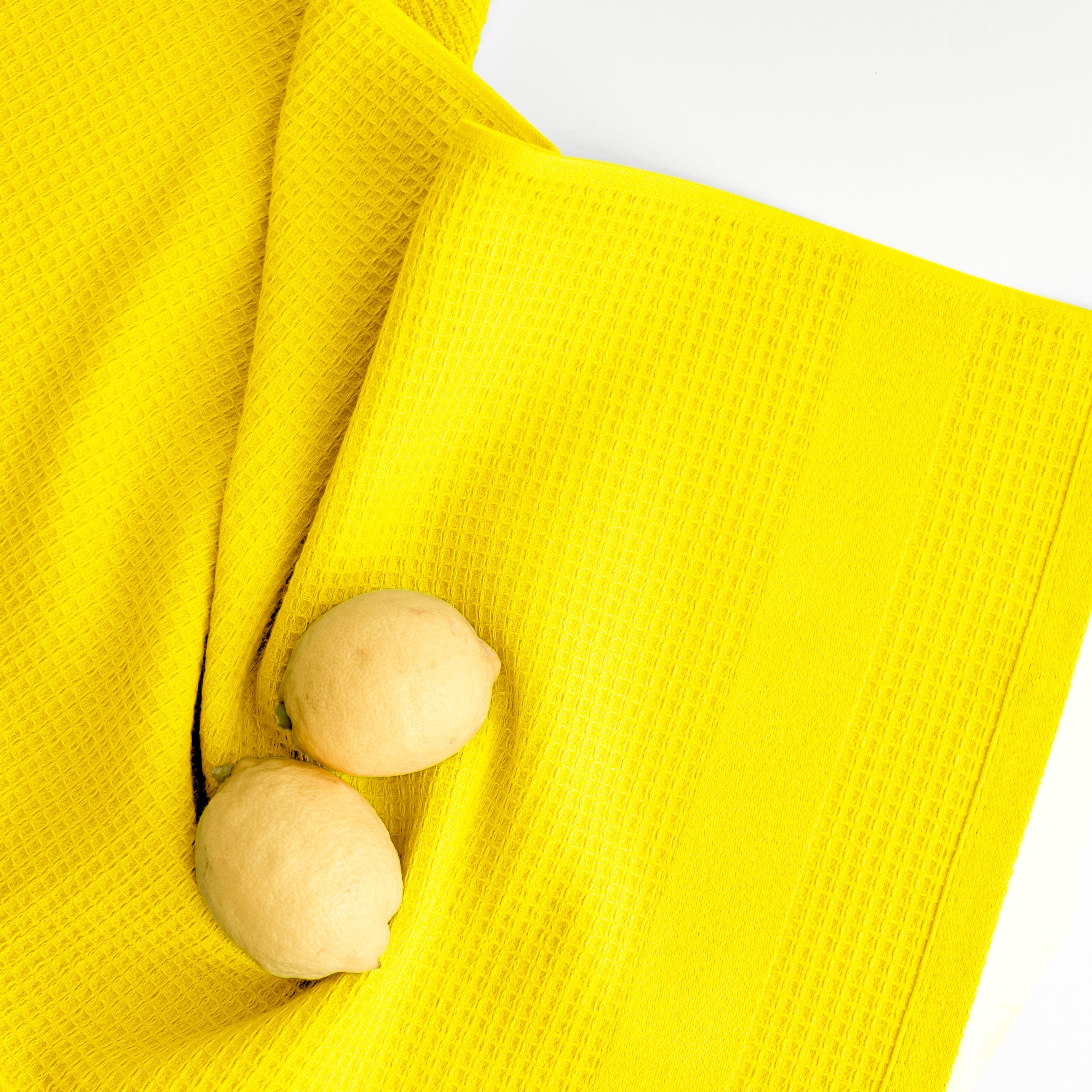 Premium Kitchen Towels in Yellow, Set of 3