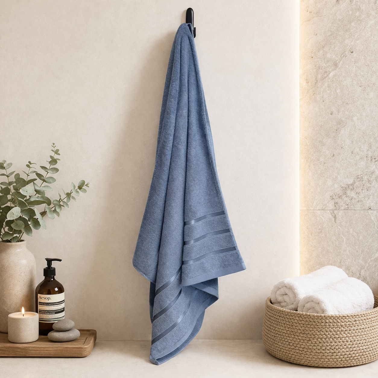 Luzia Bamboo 8-Piece Towel Set – Coastal Slate – Soft Elements Series (500 GSM) | Silky Soft Breathable Comfort Everyday Luxury