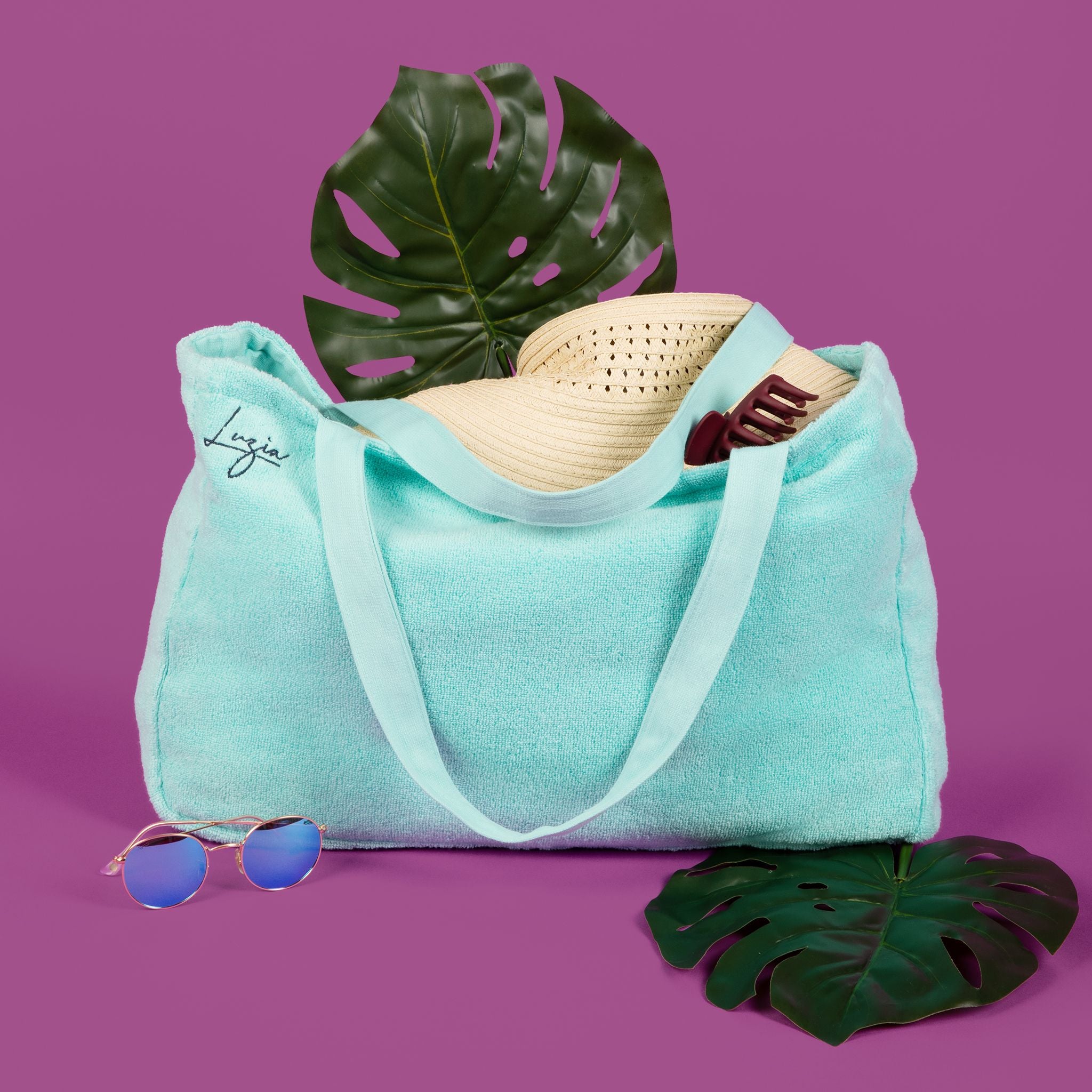 Beach, Pool and Yoga Tote Bag - Island Paradise (Turquoise)-Luzia