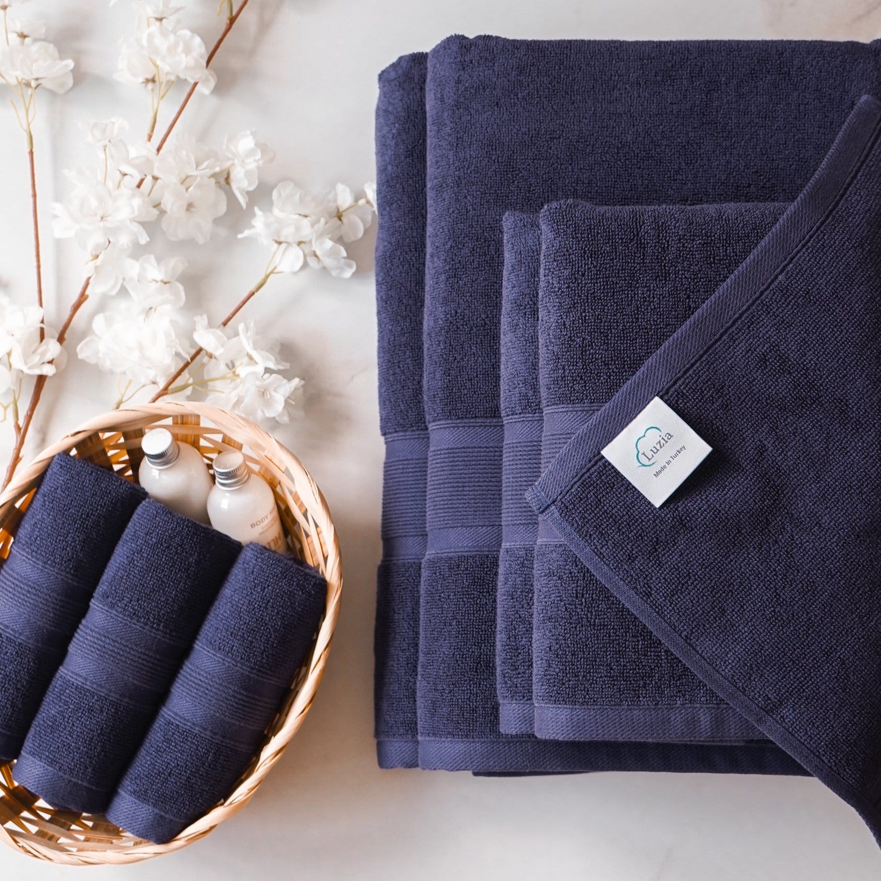 Luzia Navy Blue Towel Set 8 Piece
