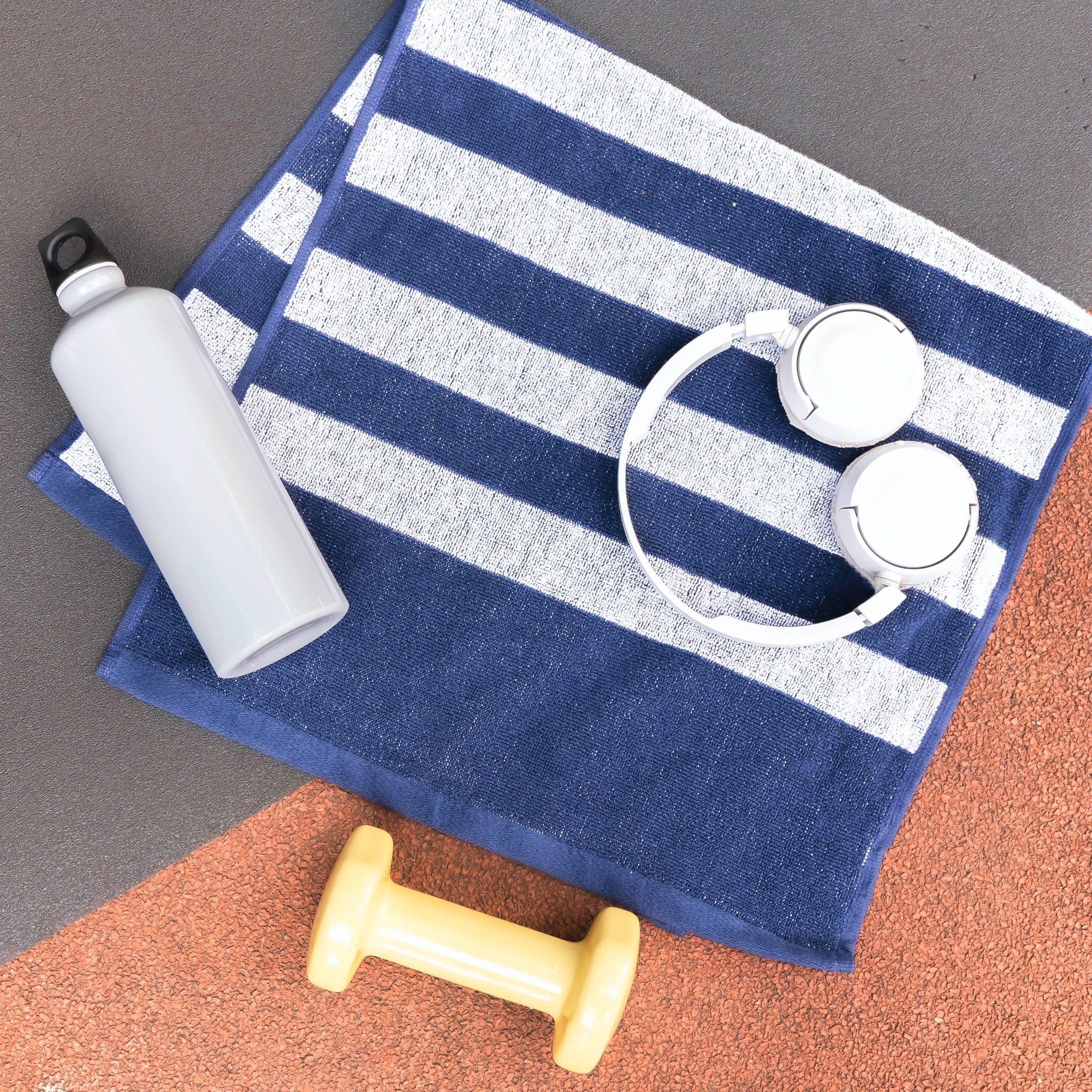 Striped Workout Towel in Blue-Luzia