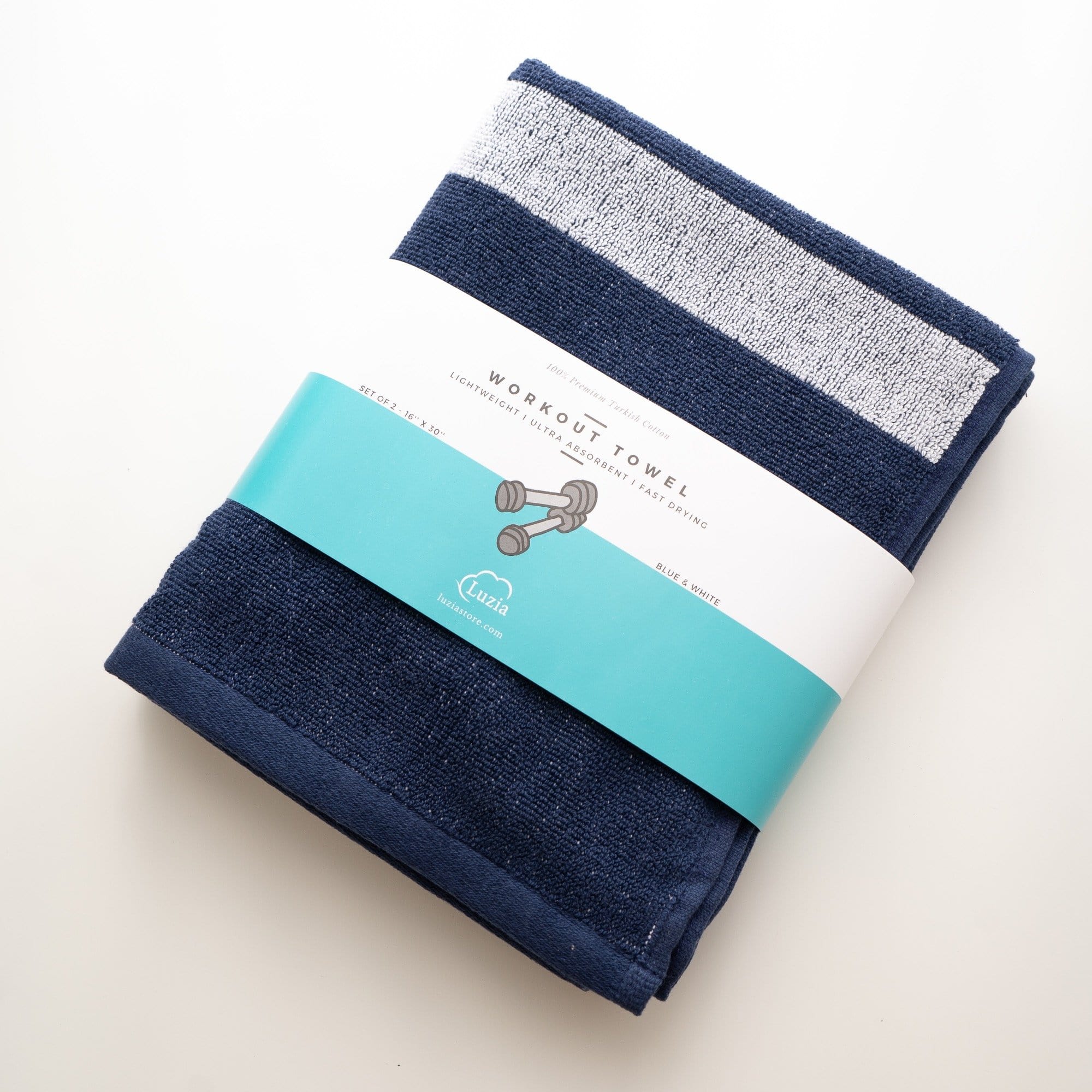 Striped Workout Towel in Blue-Luzia