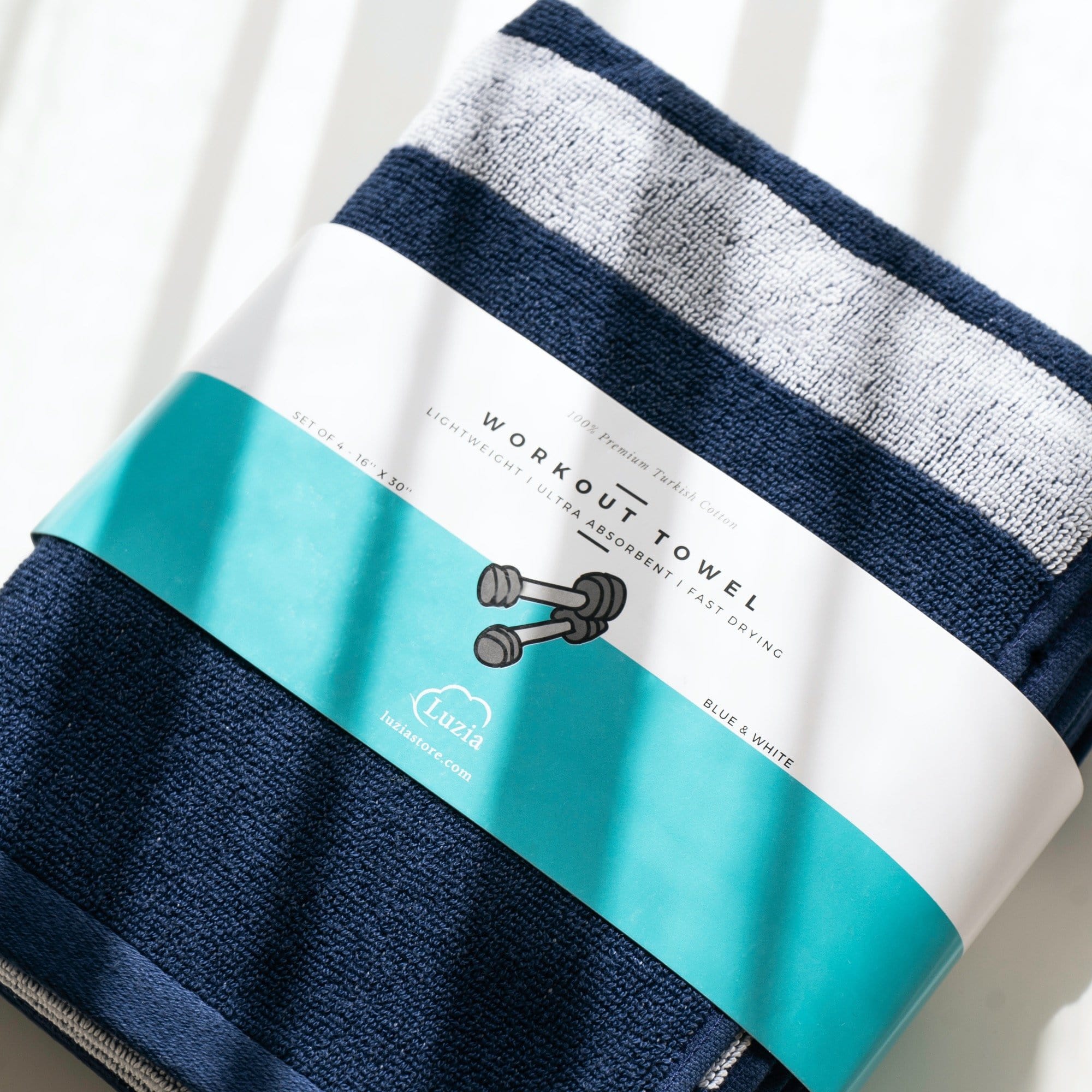 Striped Workout Towel in Blue-Luzia