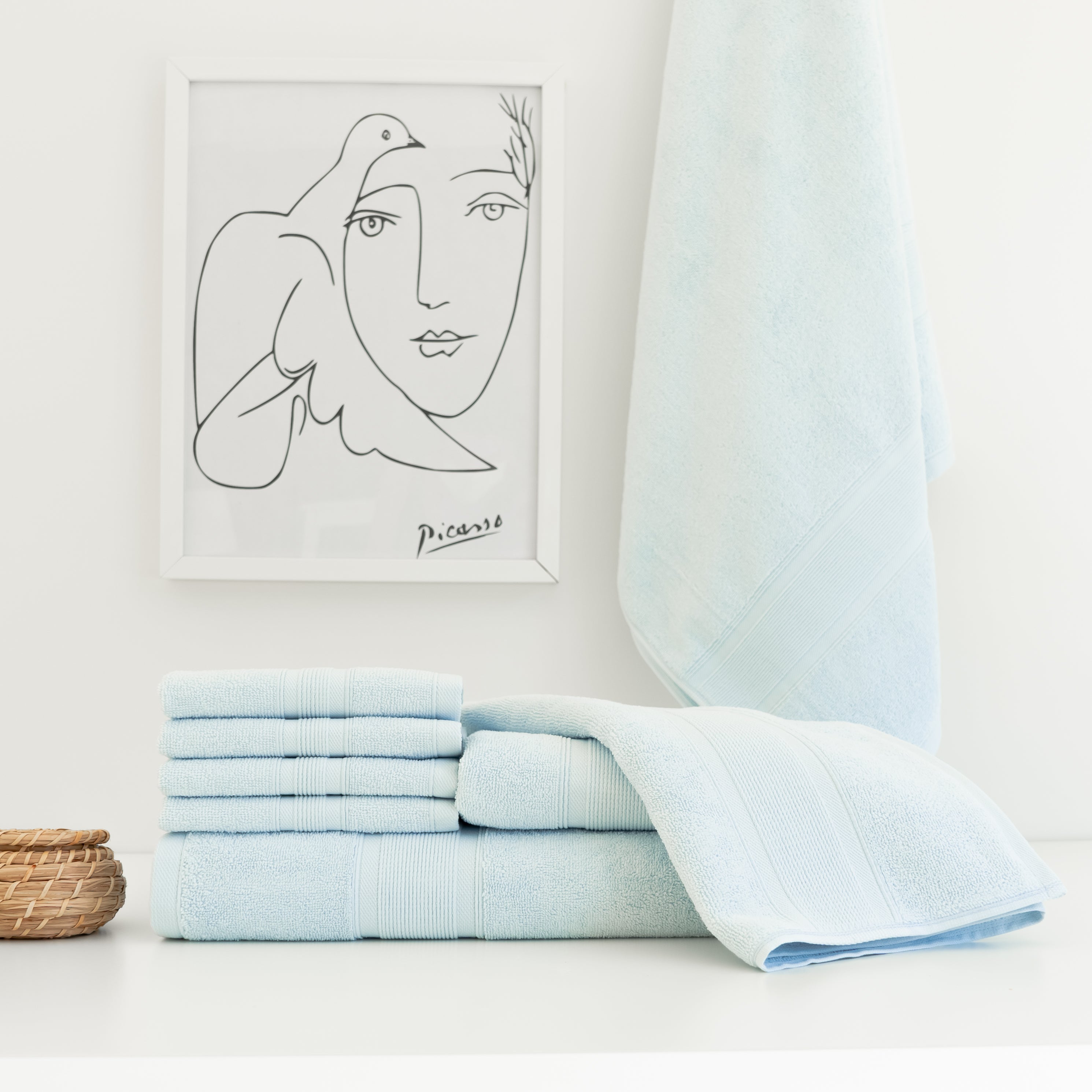 Premium Turkish Cotton Light Blue Towels-Luzia