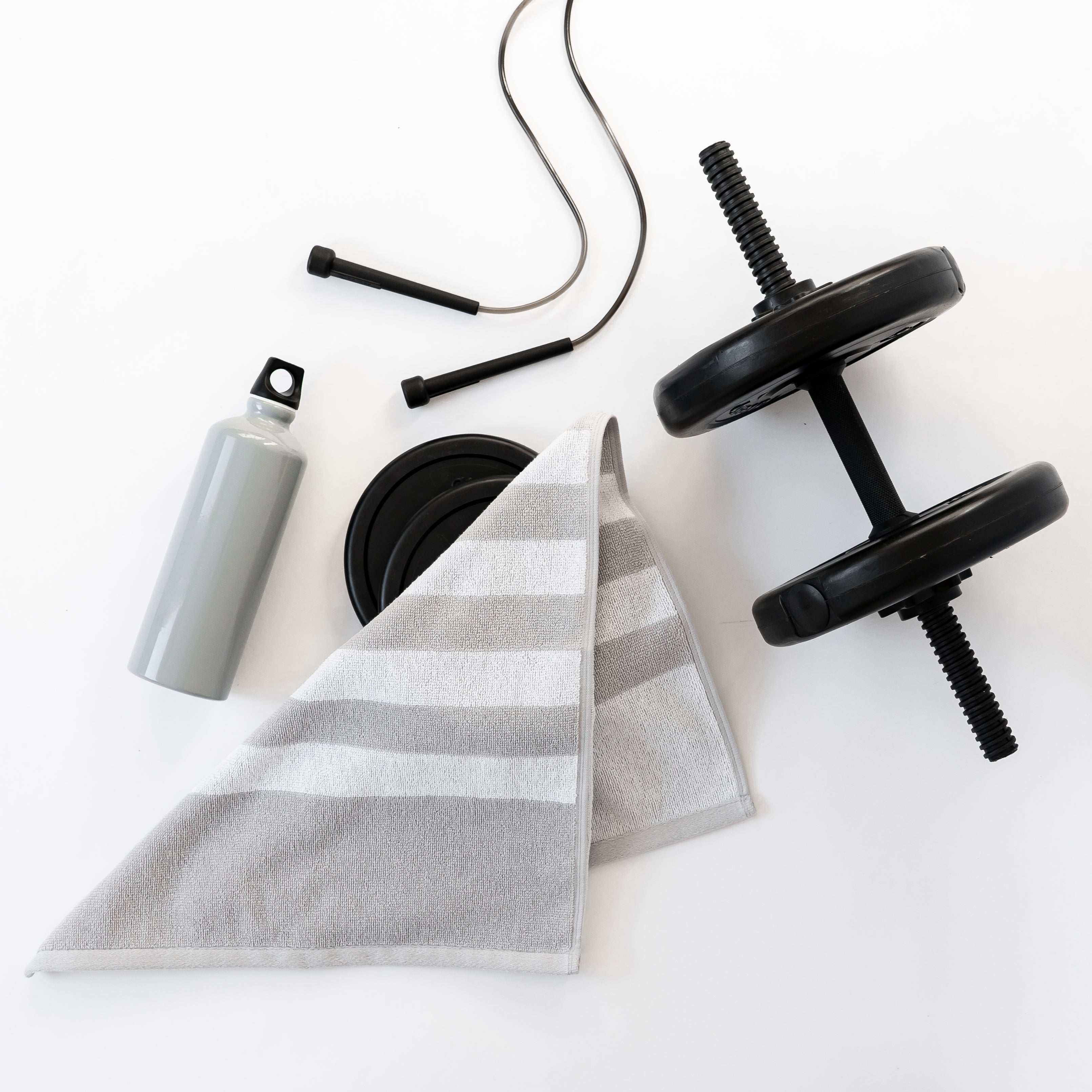 Striped Workout Towel in Quiet Gray-Luzia