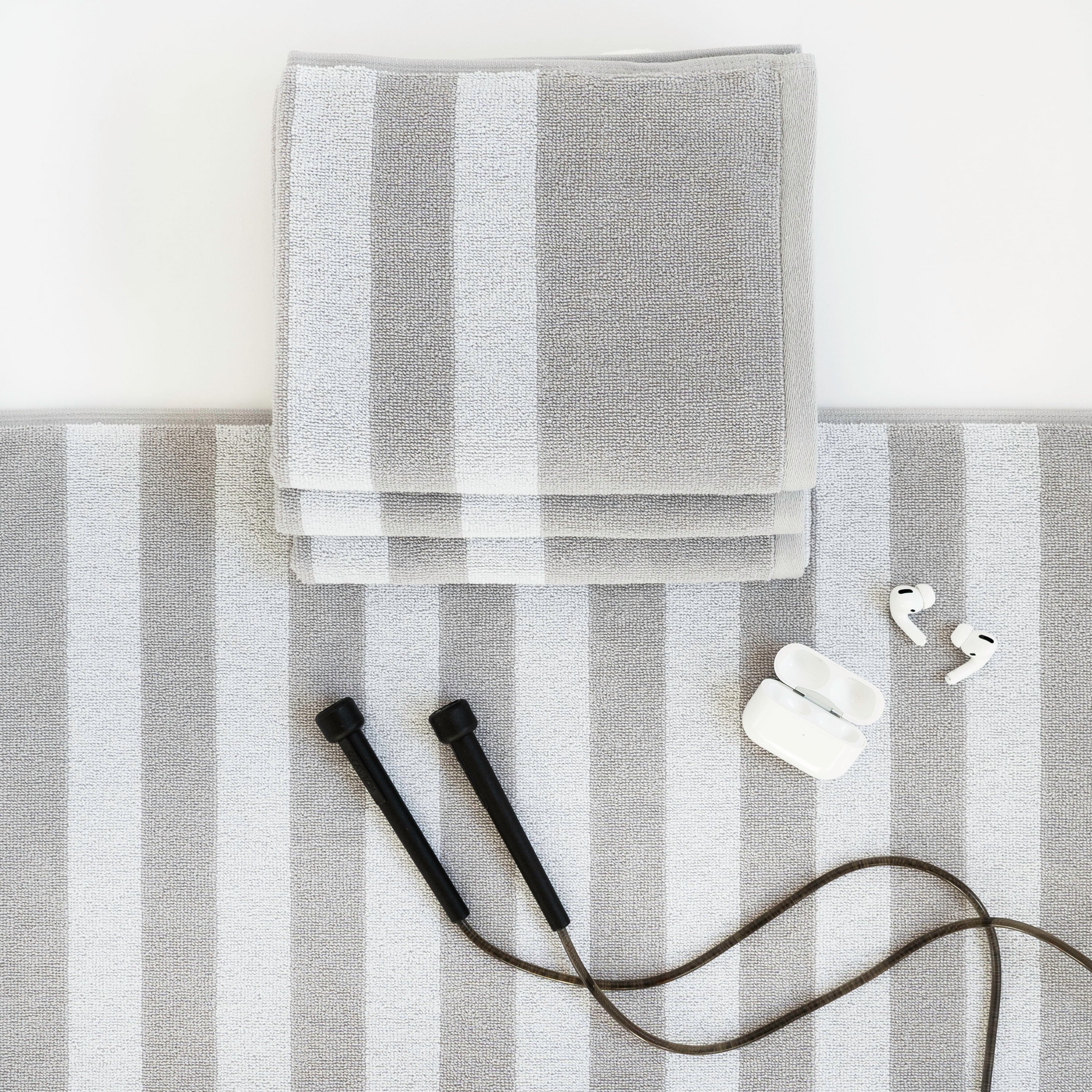 Striped Workout Towel in Quiet Gray-Luzia