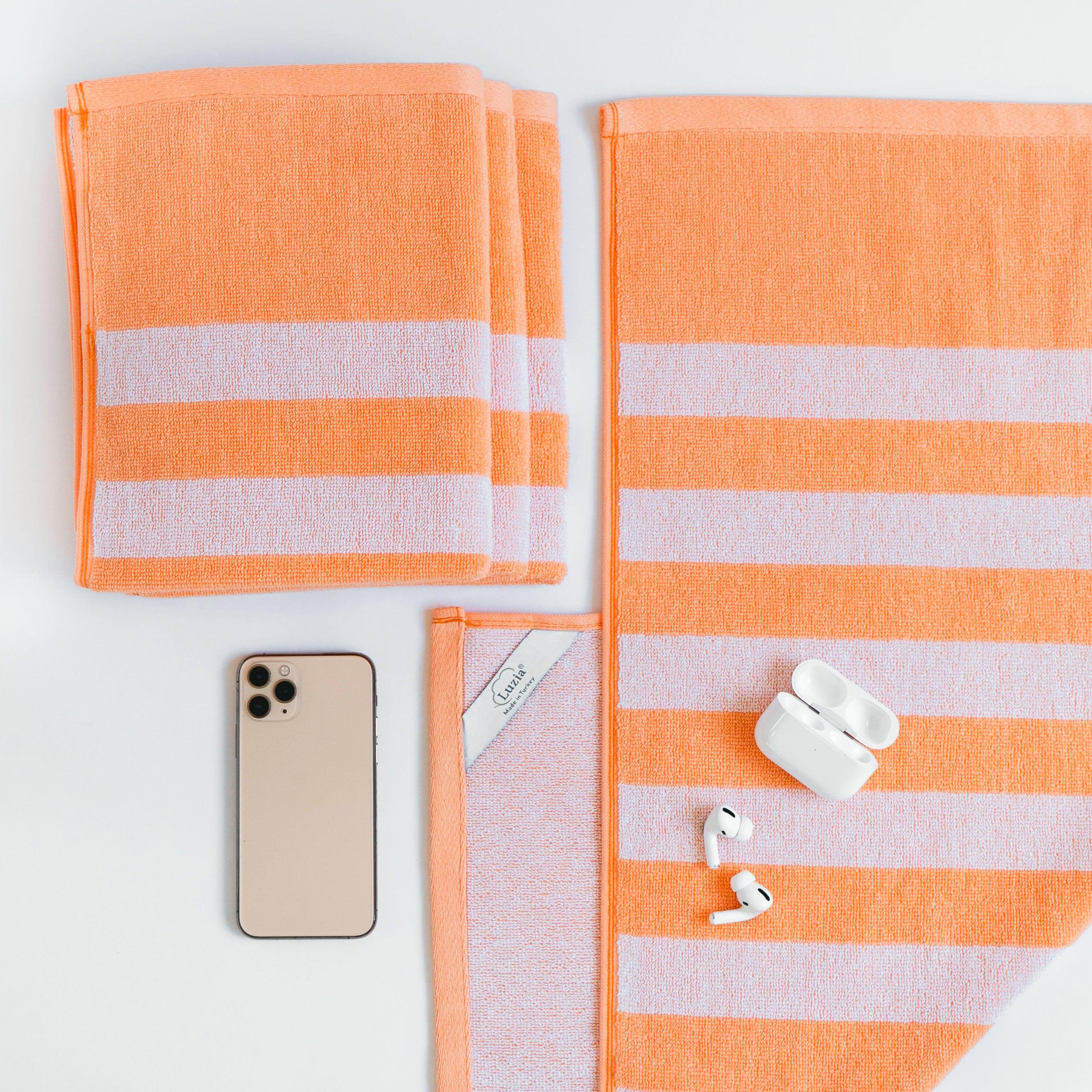 Striped Workout Towel in Papaya Orange-Luzia