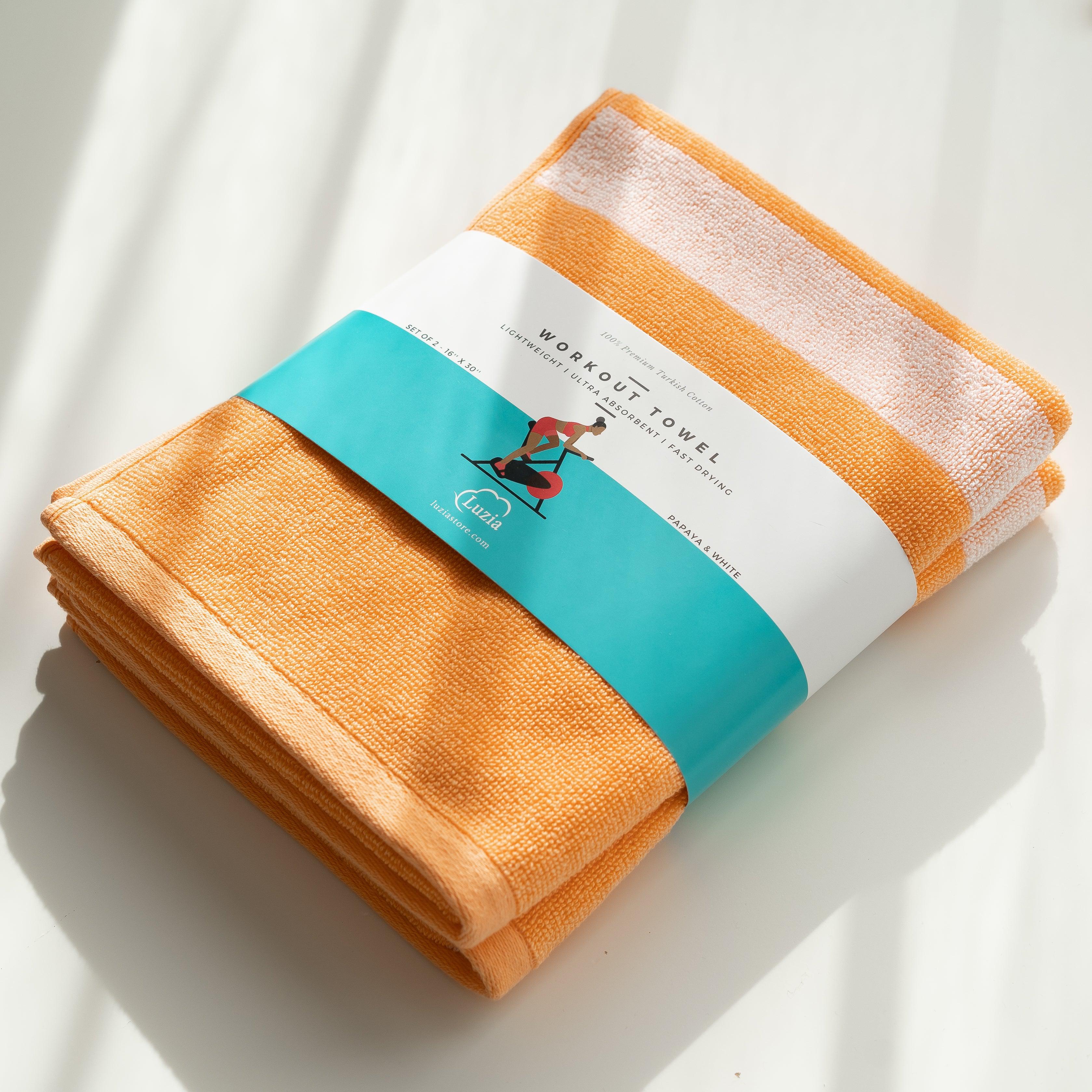 Striped Workout Towel in Papaya Orange-Luzia