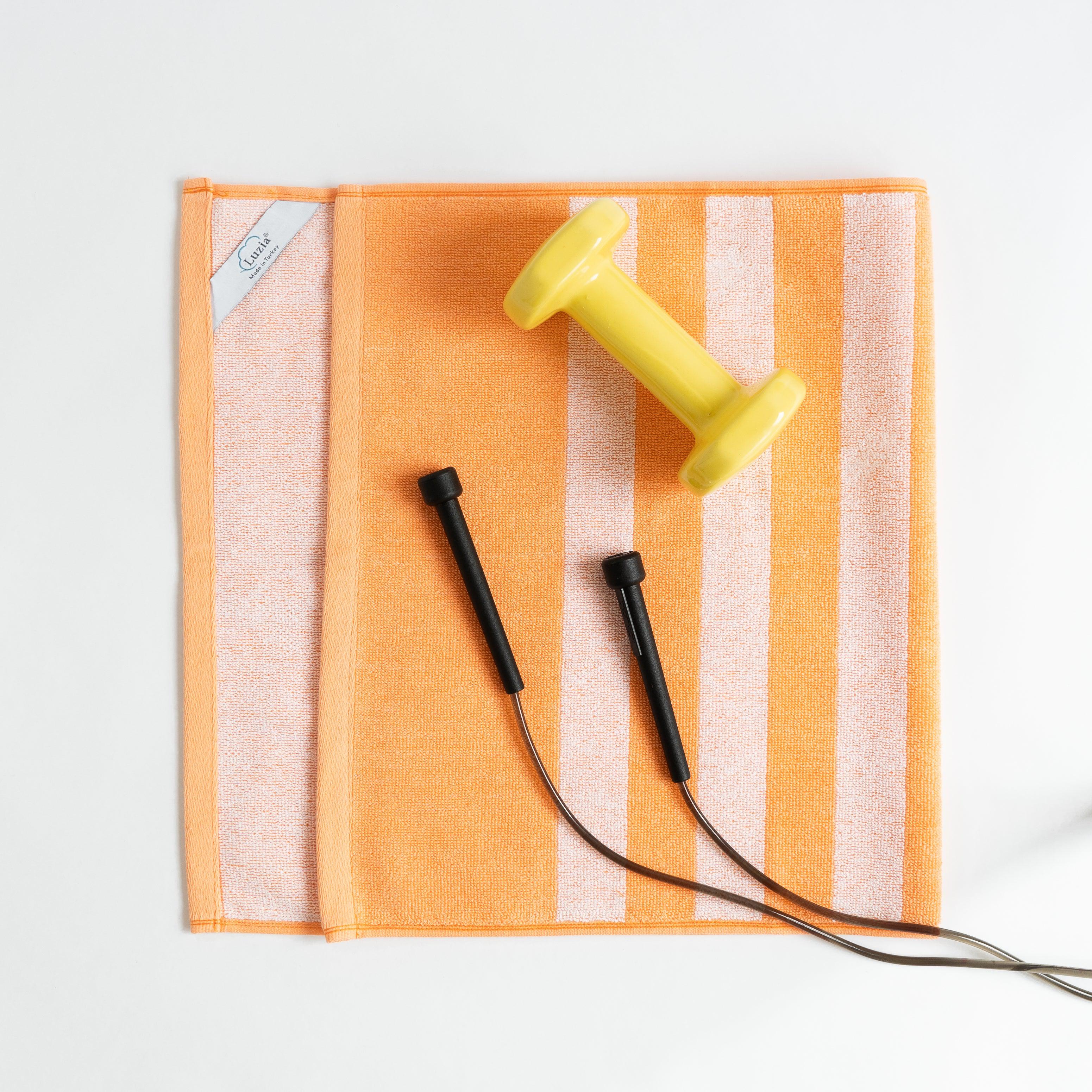 Striped Workout Towel in Papaya Orange-Luzia