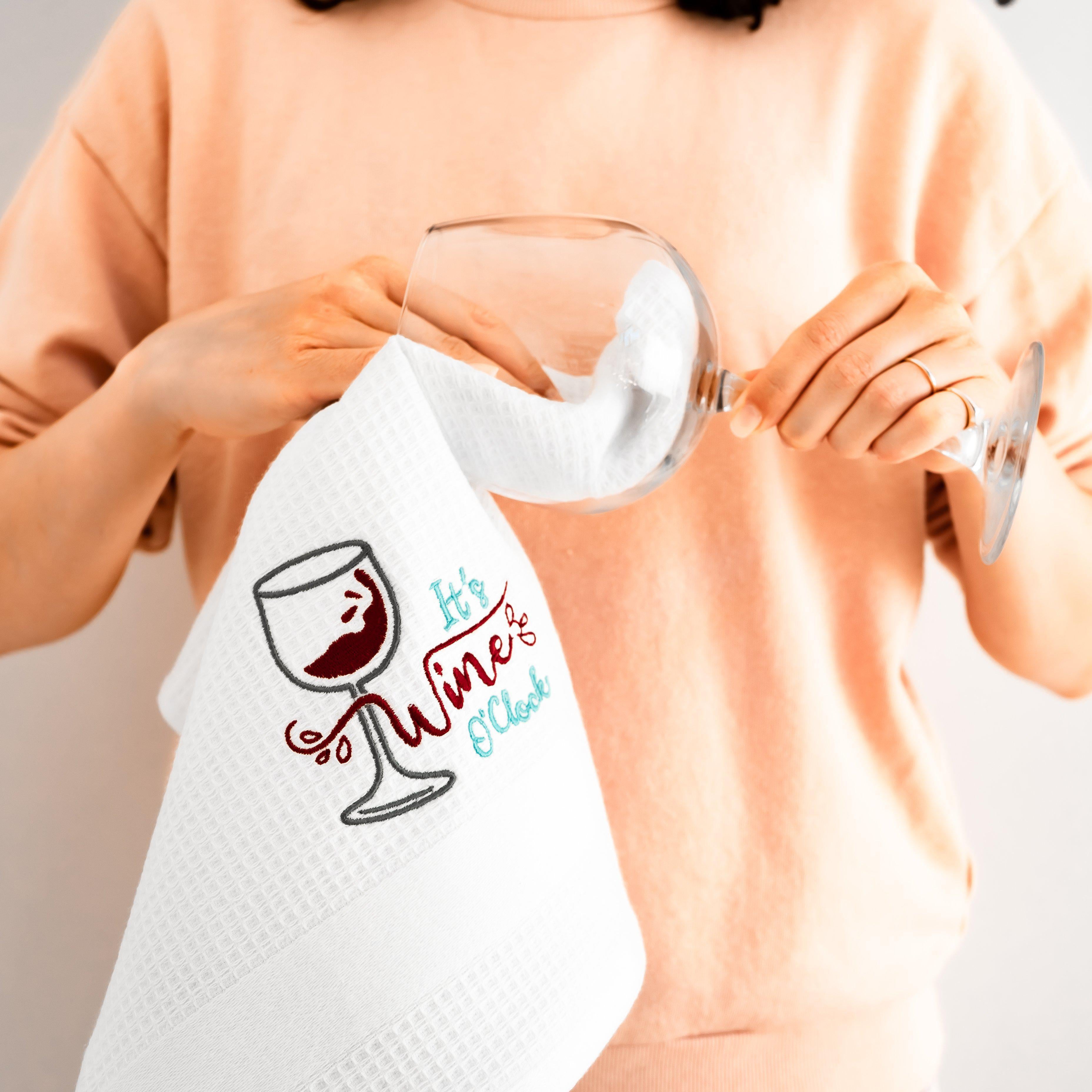 Coffee & Wine O'Clock Kitchen Towels, Set of 3-Luzia