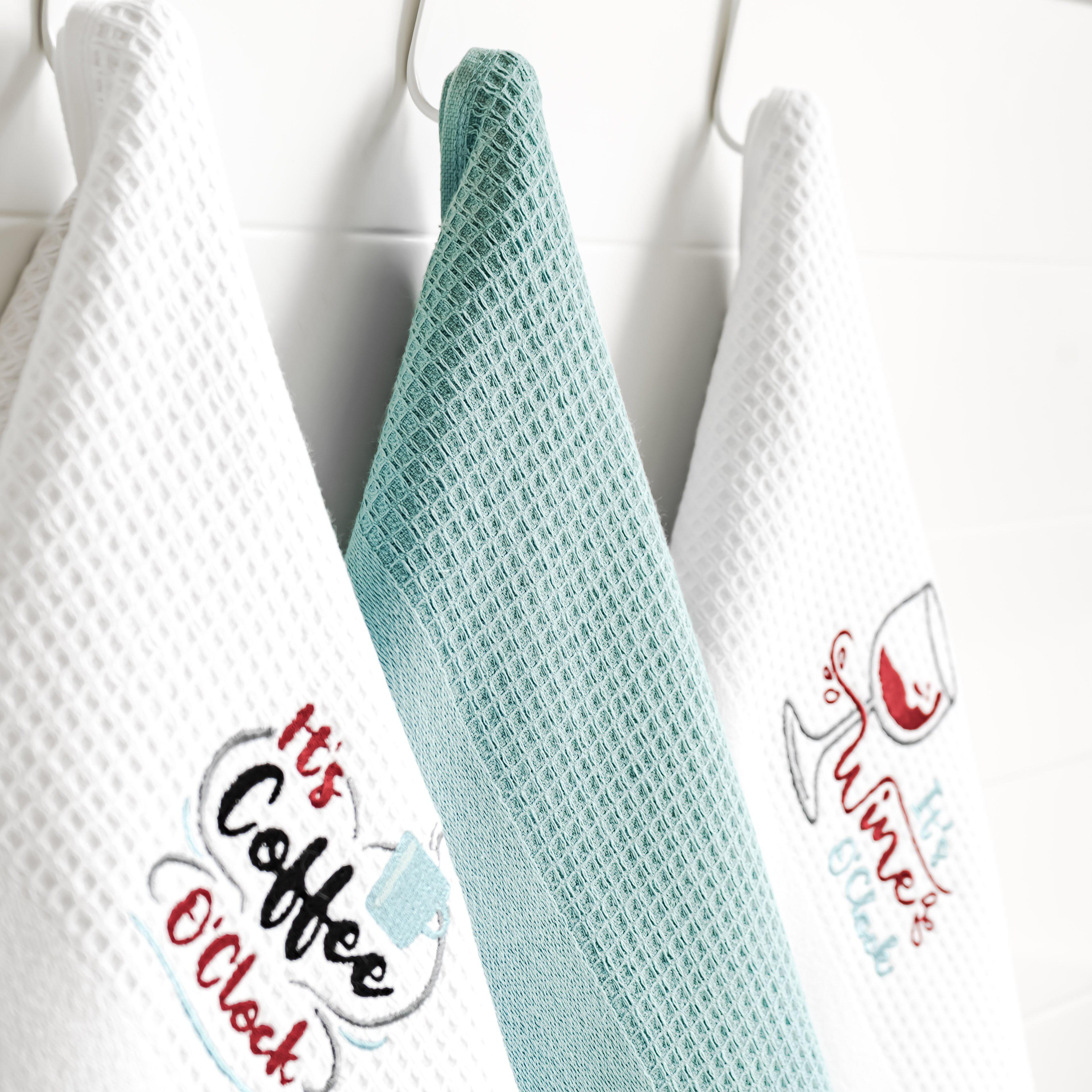 Coffee & Wine O'Clock Kitchen Towels, Set of 3-Luzia