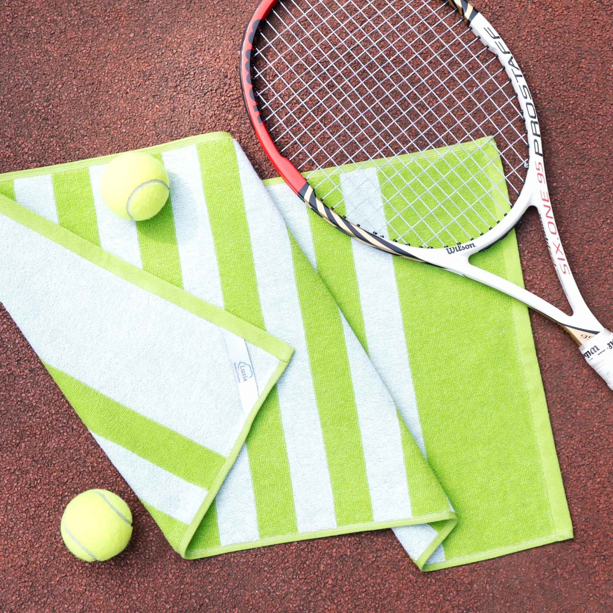 Striped Workout Towel in Green-Luzia