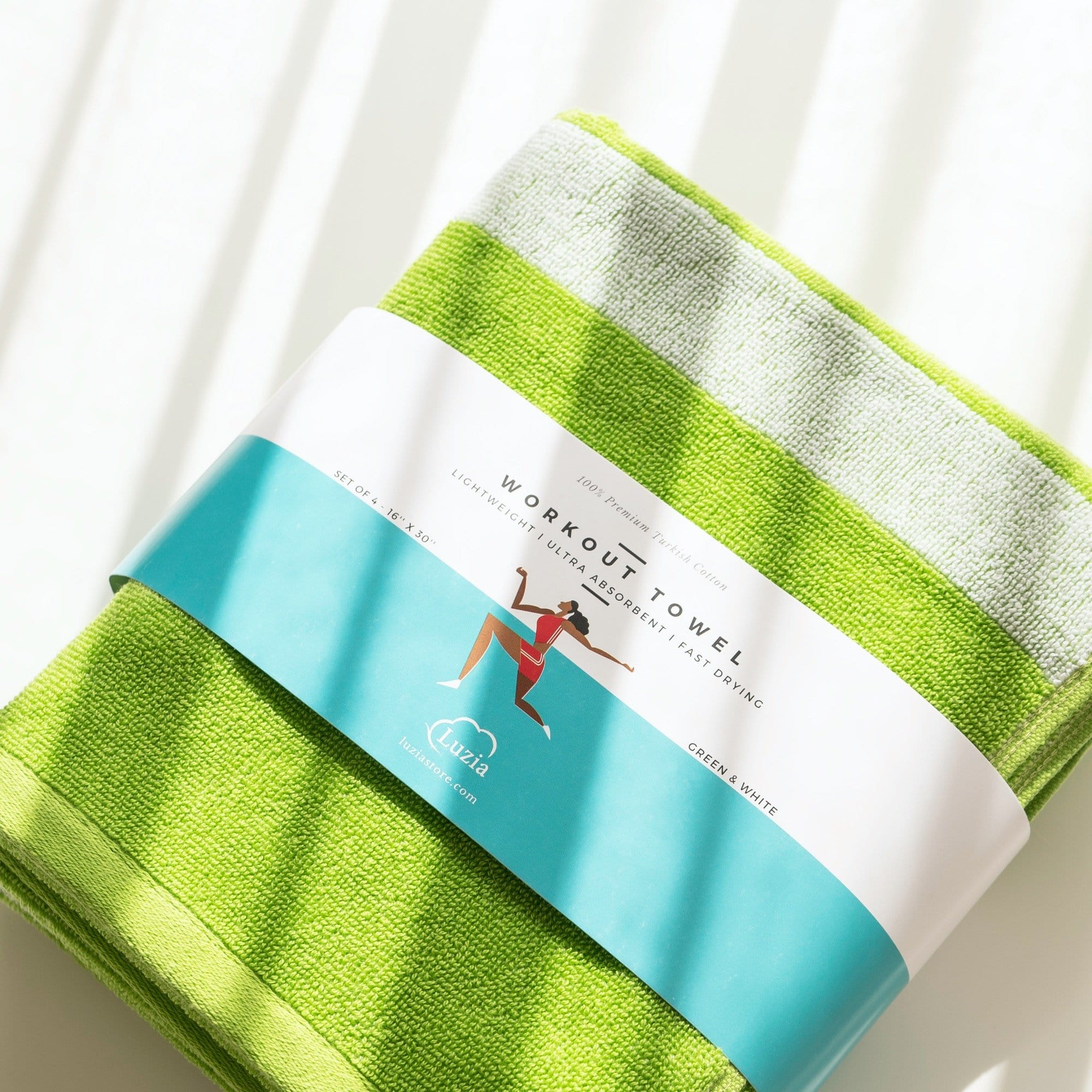 Striped Workout Towel in Green-Luzia
