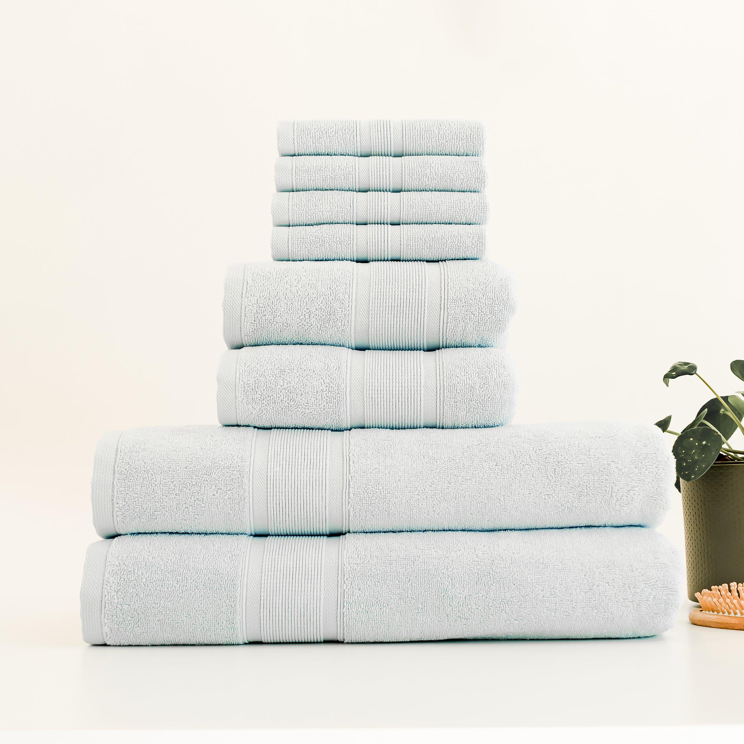 Premium Turkish Cotton Light Blue Towels-8 Piece Towel Set-Luzia