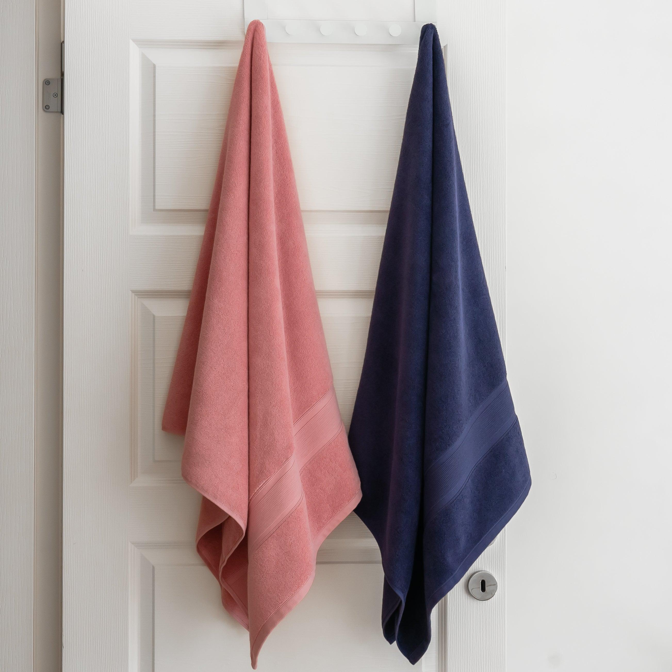 Coral and Navy Blue Towels