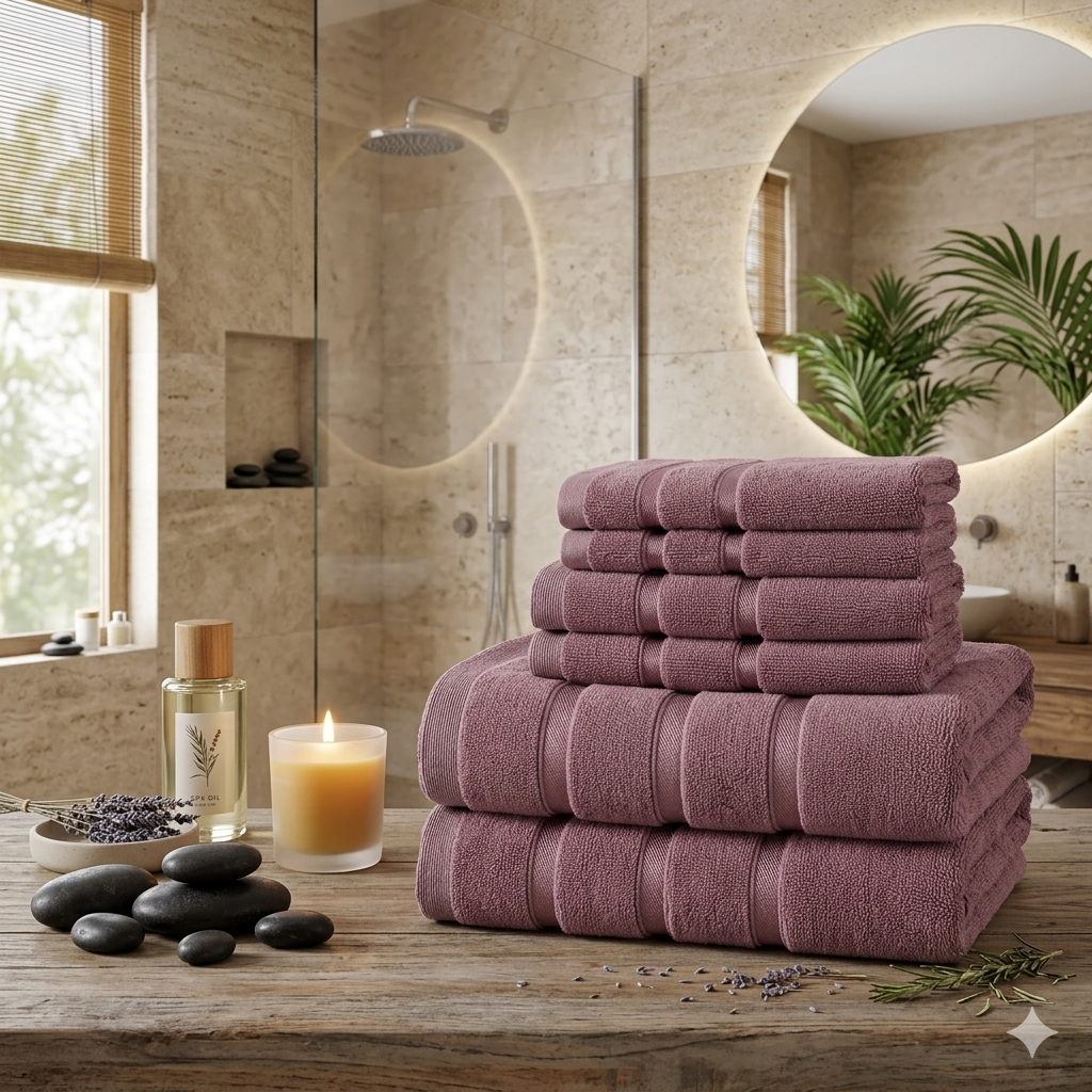 Luzia Bamboo 8-Piece Towel Set – Desert Bloom – Soft Elements Series (500 GSM) | Silky Soft Breathable Comfort Everyday Luxury
