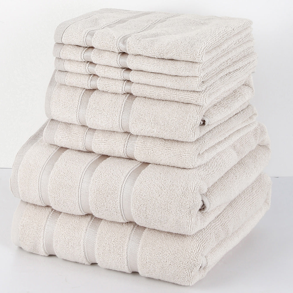 Luzia Bamboo 8-Piece Towel Set – Warm Sand – Soft Elements Series (500 GSM) | Silky Soft Breathable Comfort Everyday Luxury