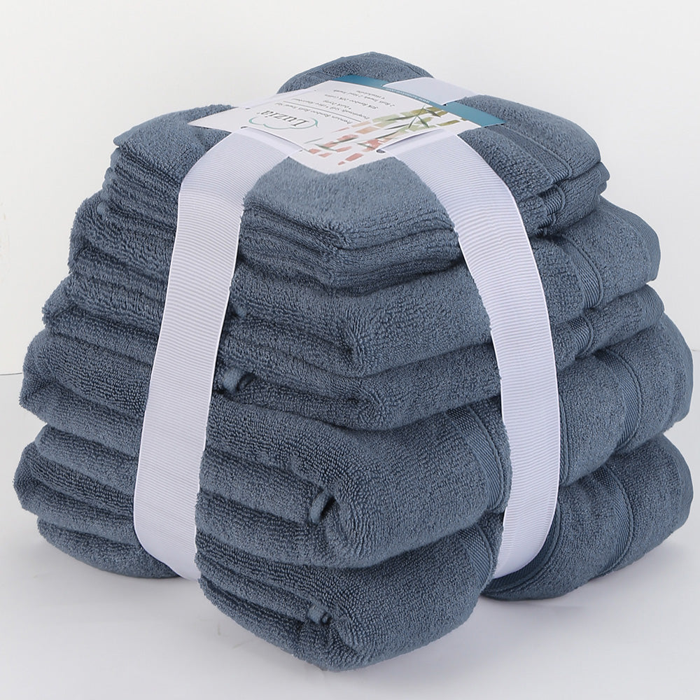 Luzia Bamboo 8-Piece Towel Set – Coastal Slate – Soft Elements Series (500 GSM) | Silky Soft Breathable Comfort Everyday Luxury