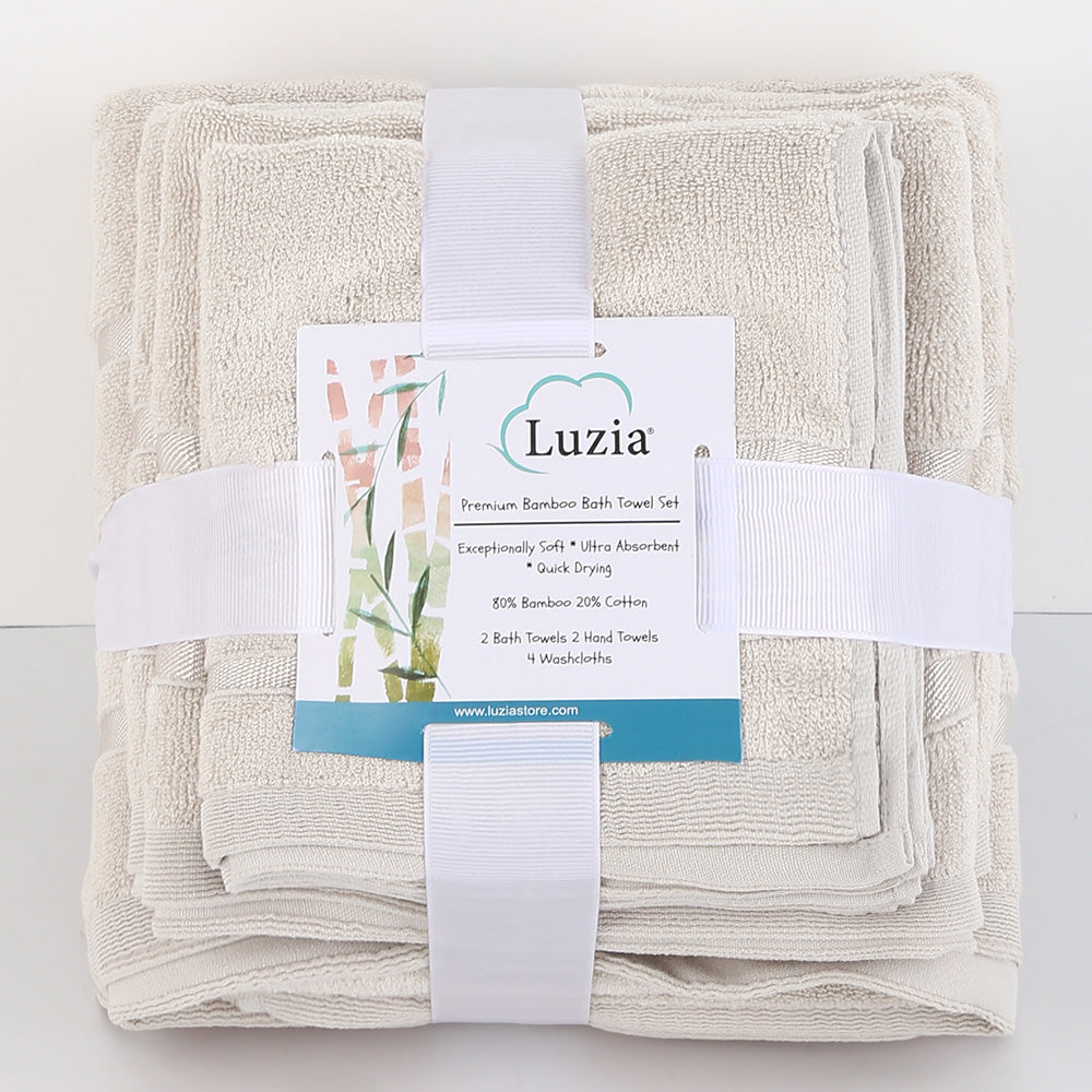 Luzia Bamboo 8-Piece Towel Set – Warm Sand – Soft Elements Series (500 GSM) | Silky Soft Breathable Comfort Everyday Luxury