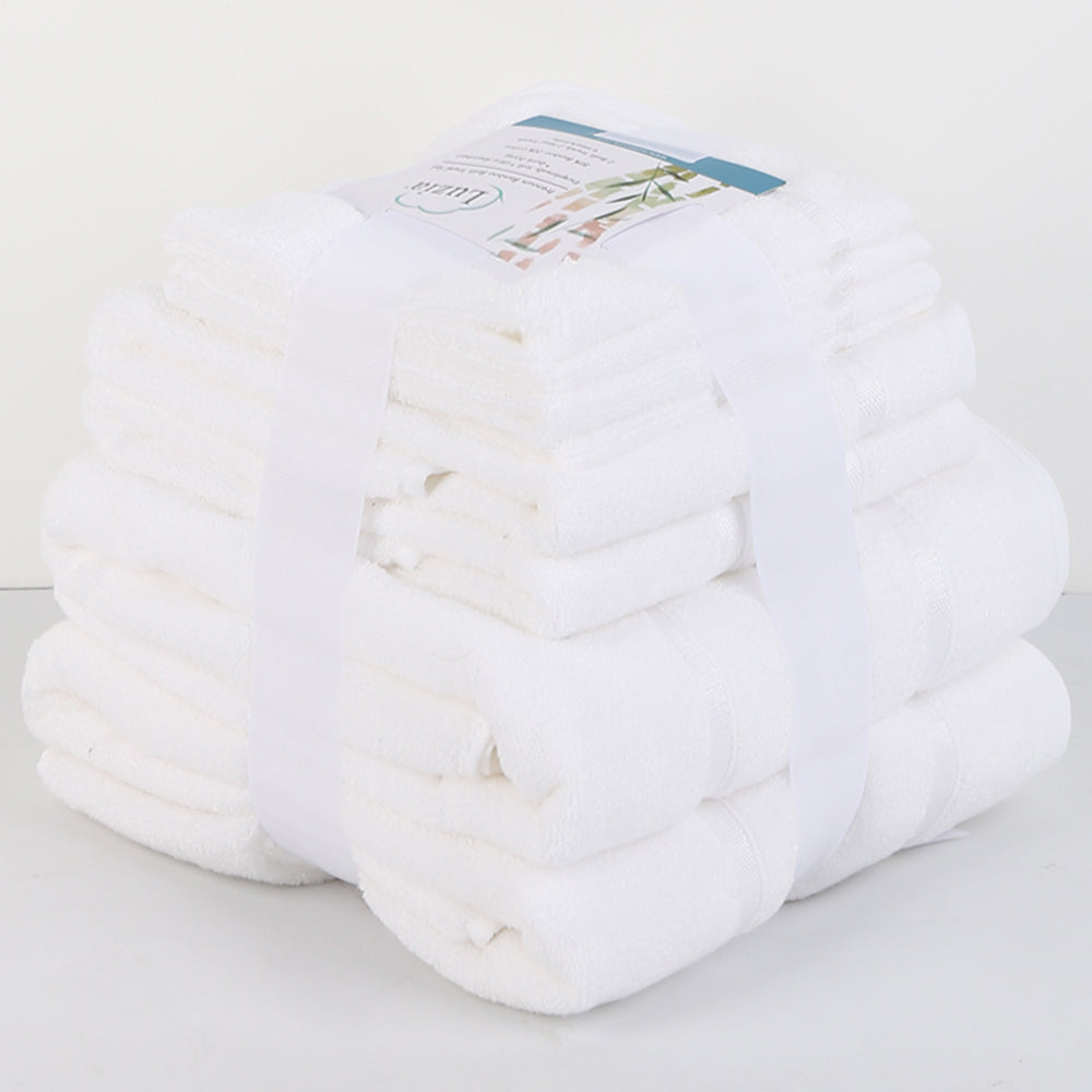 Luzia Bamboo 8-Piece Towel Set – Pure Cloud – Soft Elements Series (500 GSM) | Silky Soft Breathable Comfort Everyday Luxury