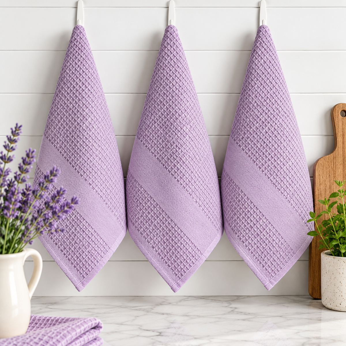 Premium Lavender Kitchen Towels, Set of 3