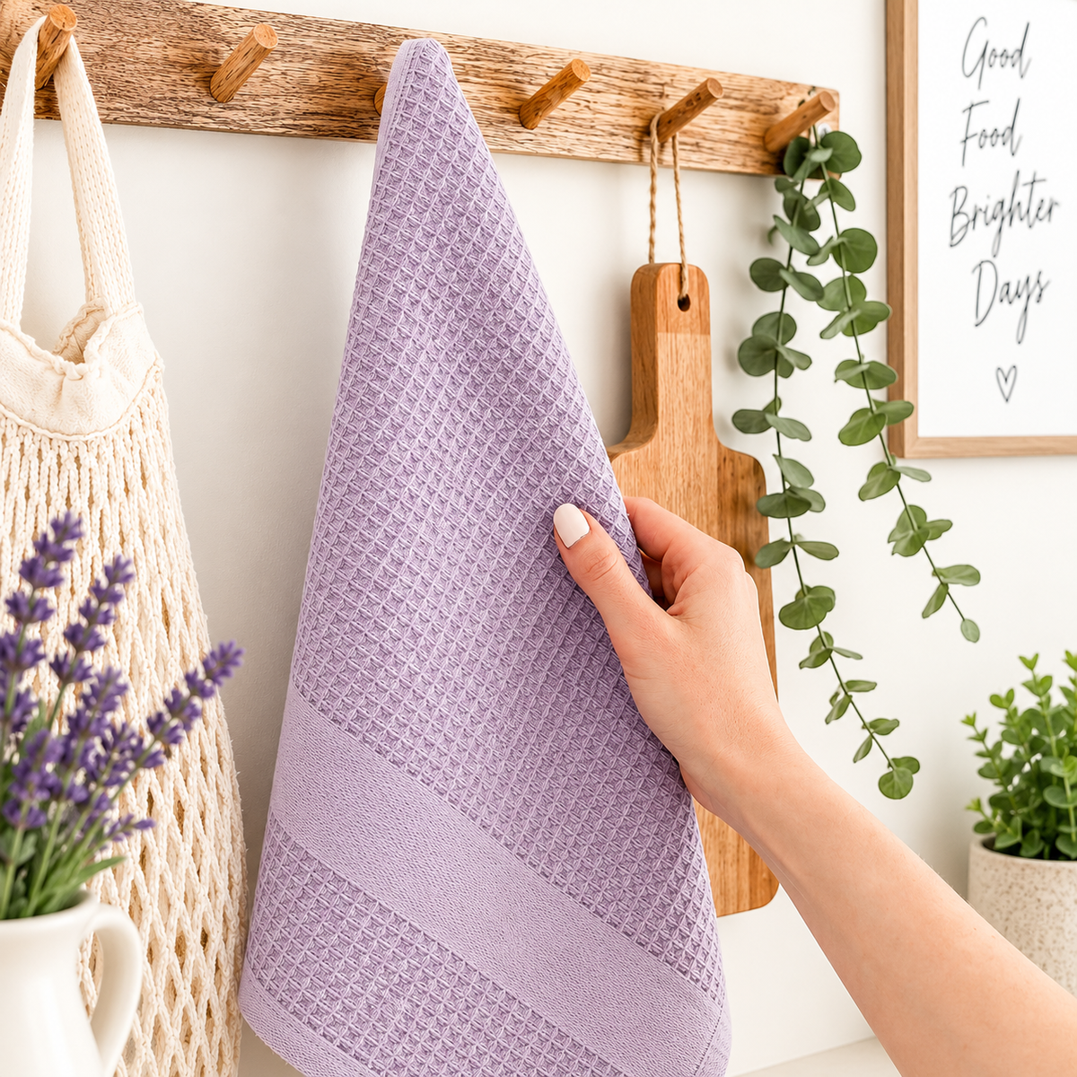 Premium Lavender Kitchen Towels, Set of 3