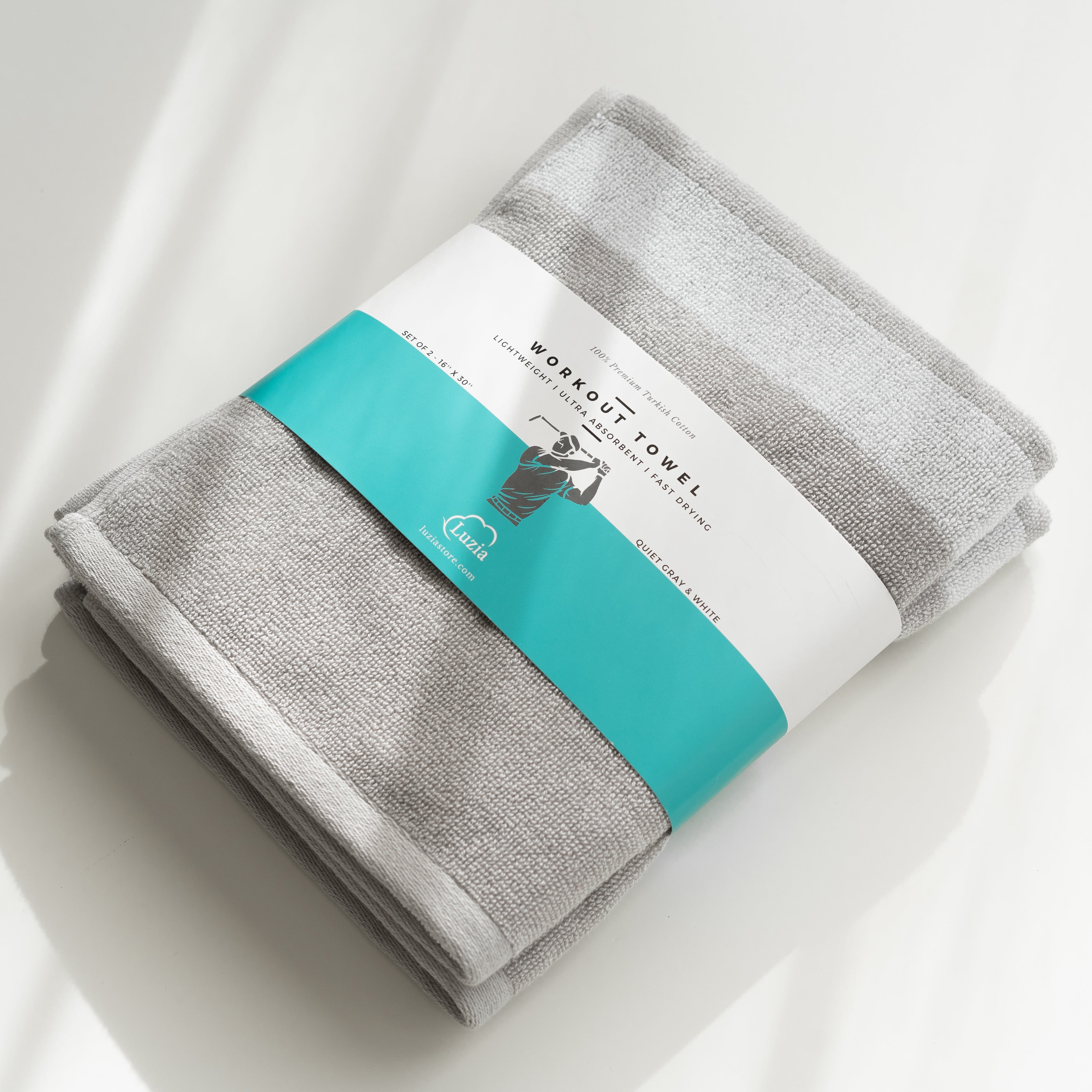 Striped Workout Towel in Quiet Gray
