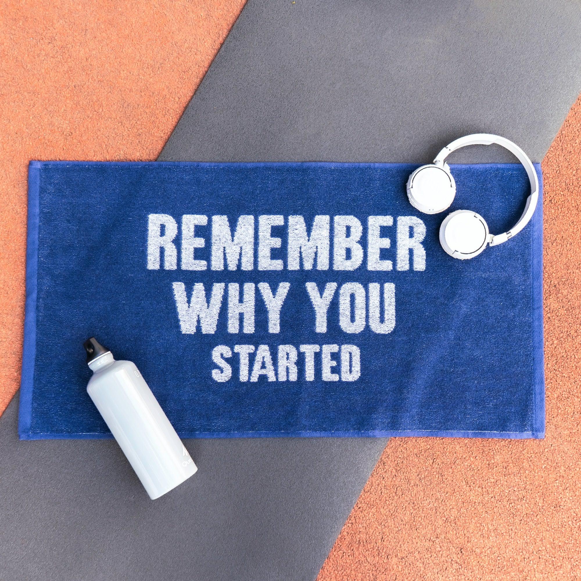 Motivational Workout Towel in Blue-Luzia