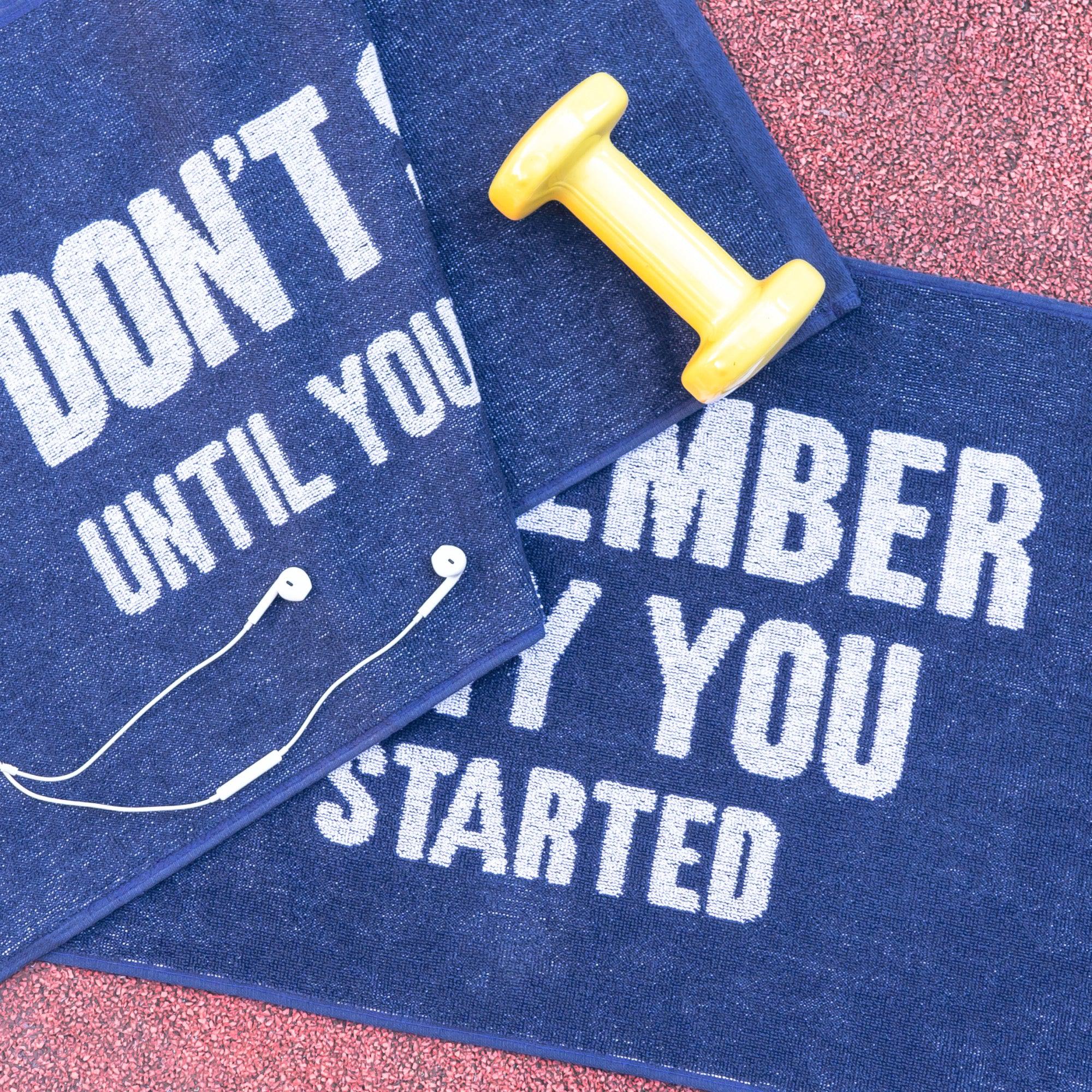 Motivational Workout Towel in Blue-Luzia