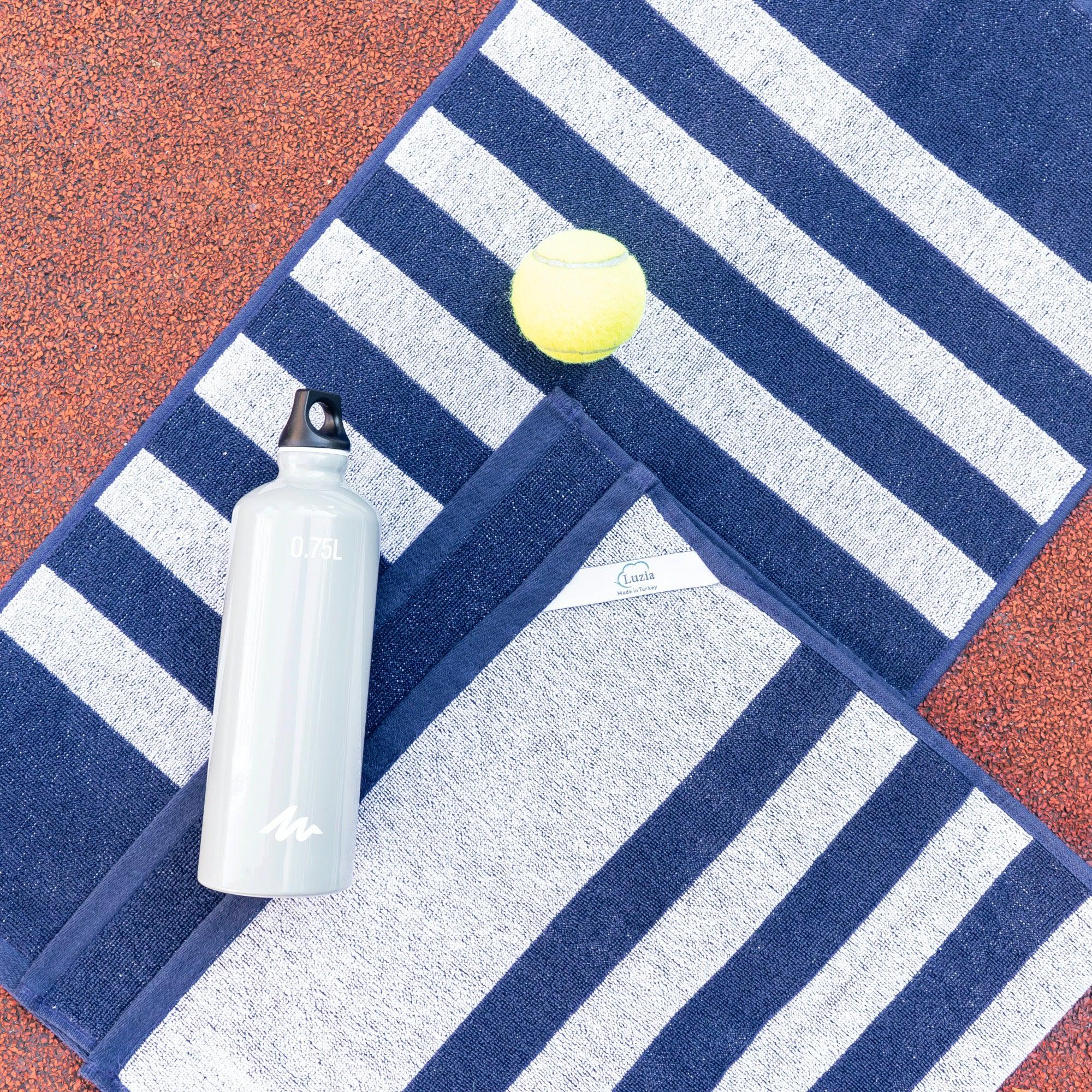 Striped Workout Towel in Blue-Luzia