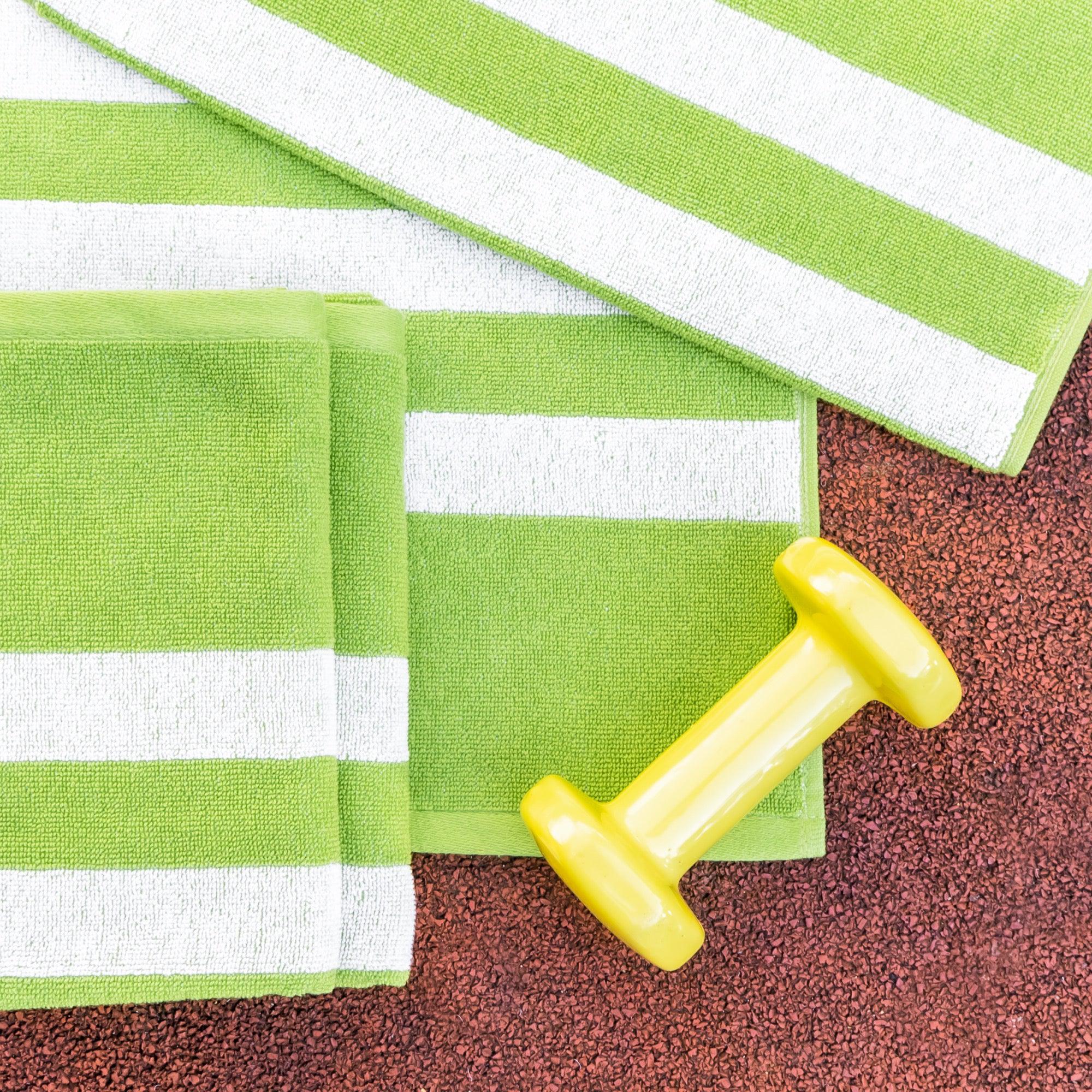 Striped Workout Towel in Green