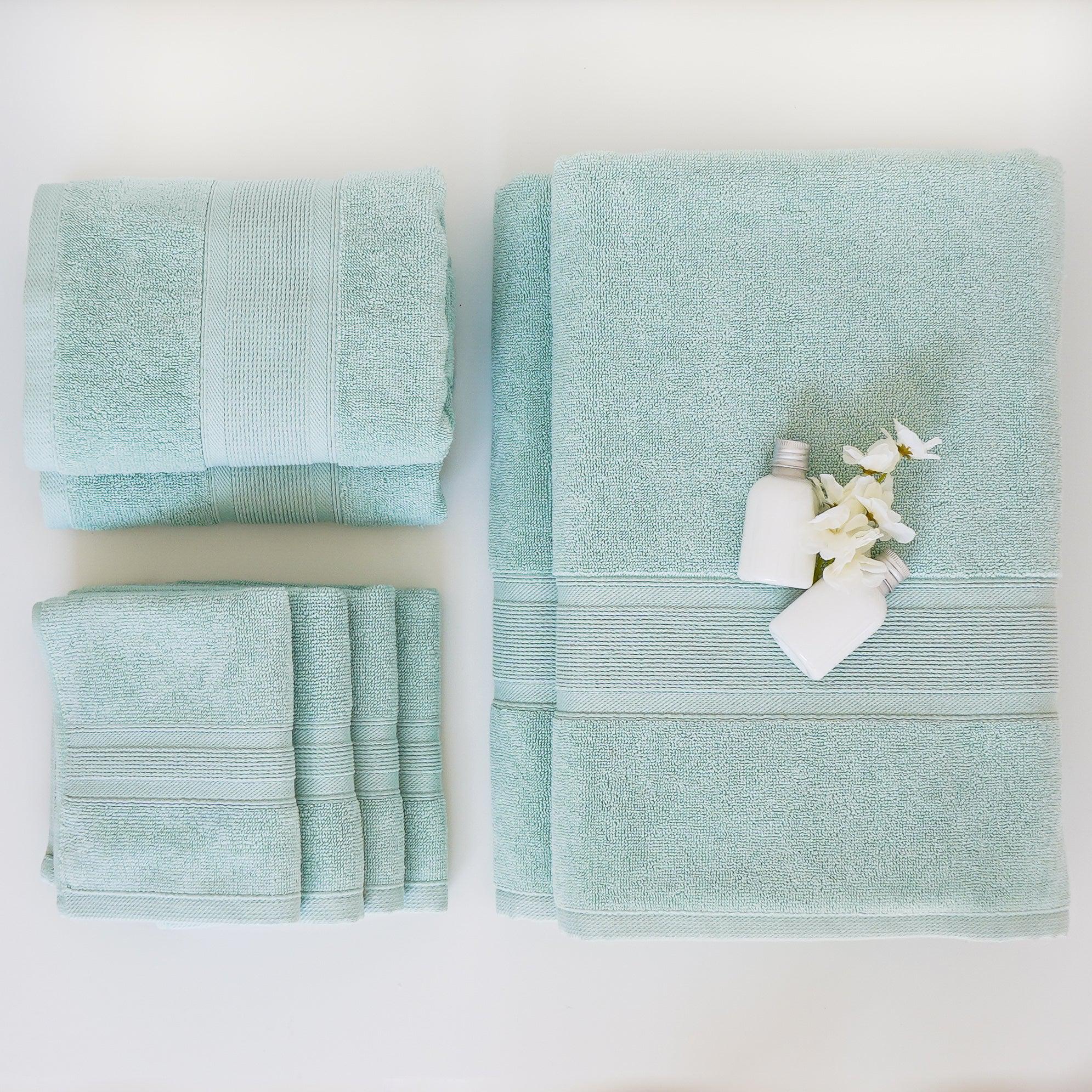 8pc Cotton Bath Towel Set Seafoam