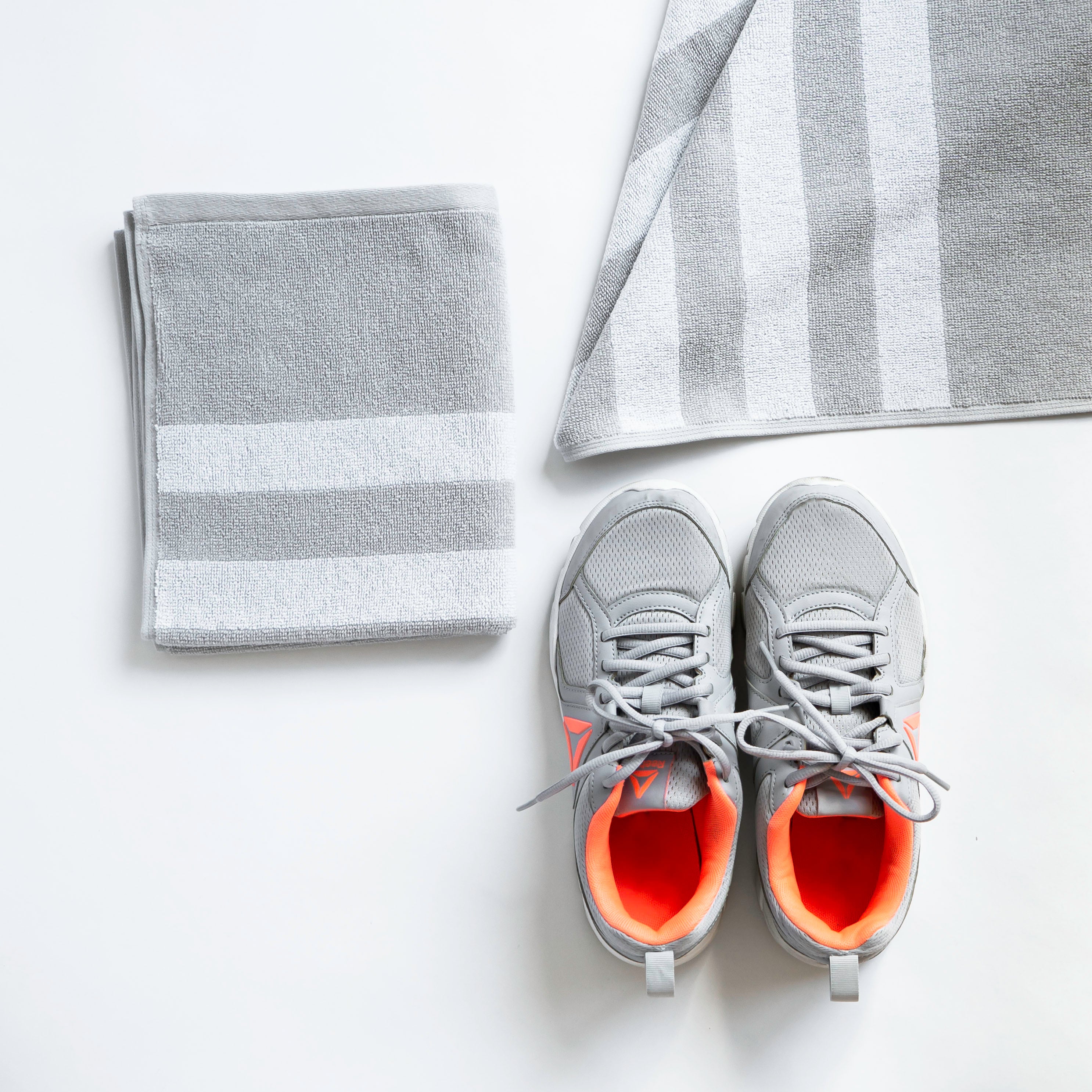 Striped Workout Towel in Quiet Gray-Luzia