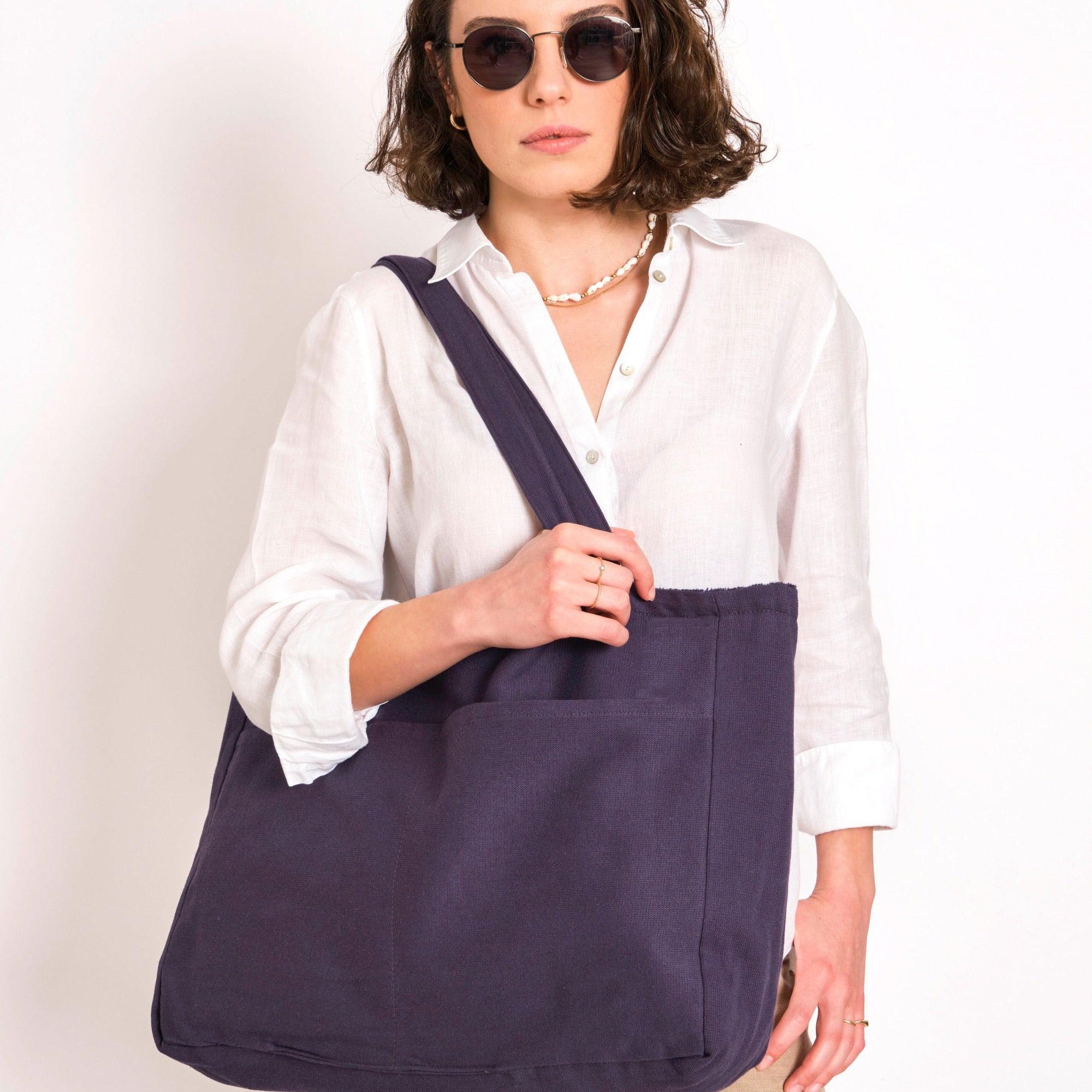 Beach and Pool Tote Bag - Navy Blue-Luzia