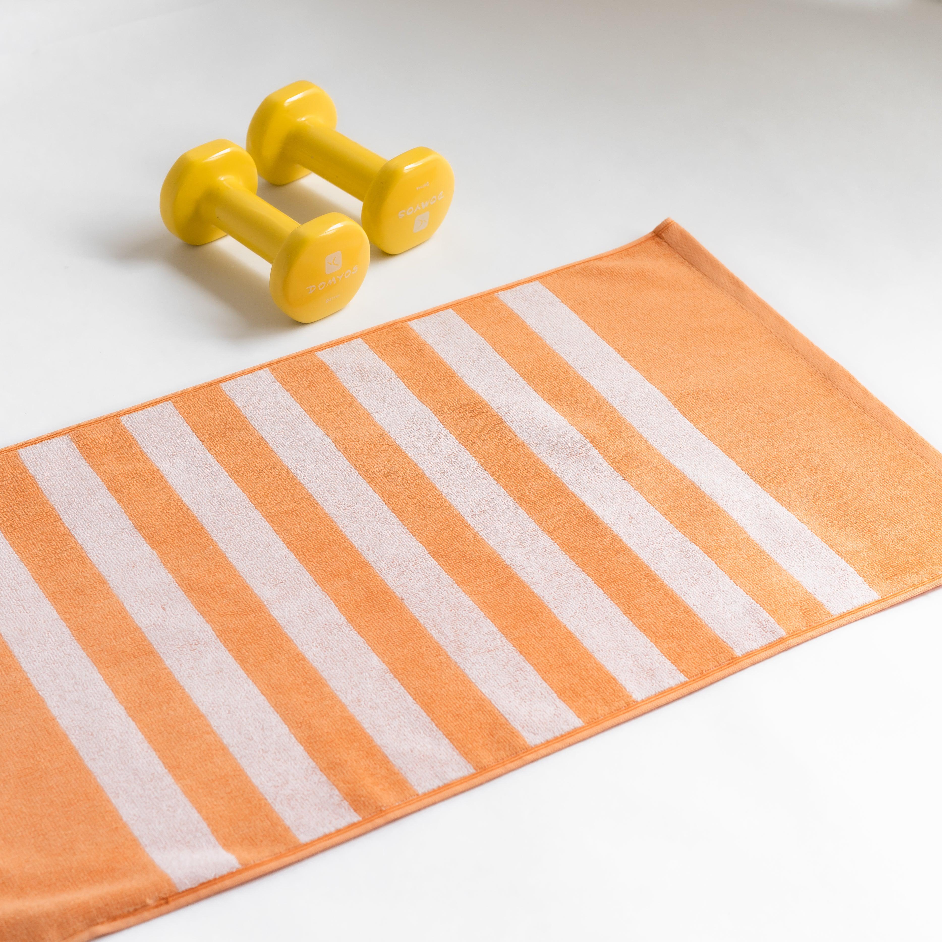 Striped Workout Towel in Papaya Orange-Luzia