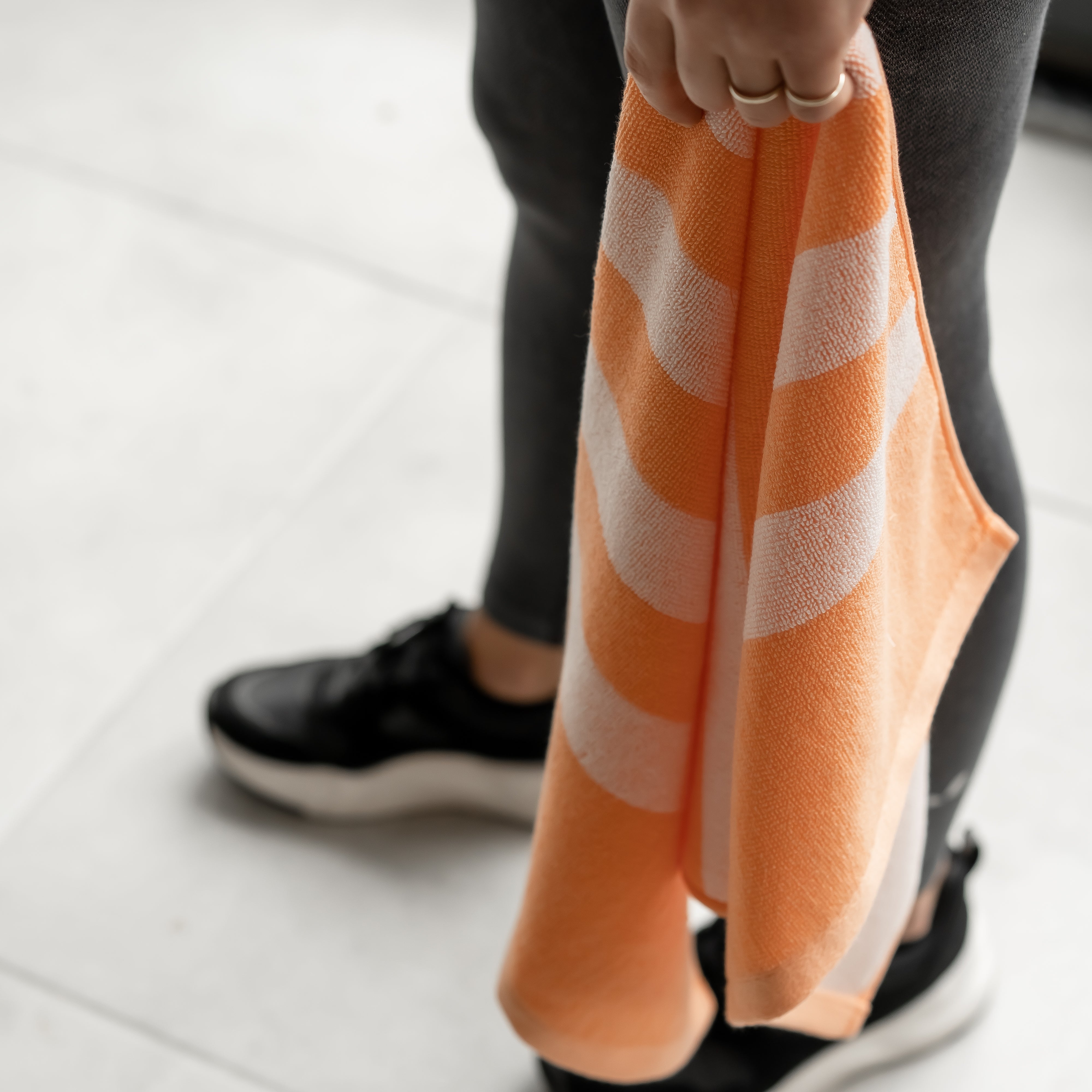 Striped Workout Towel in Papaya Orange-Luzia