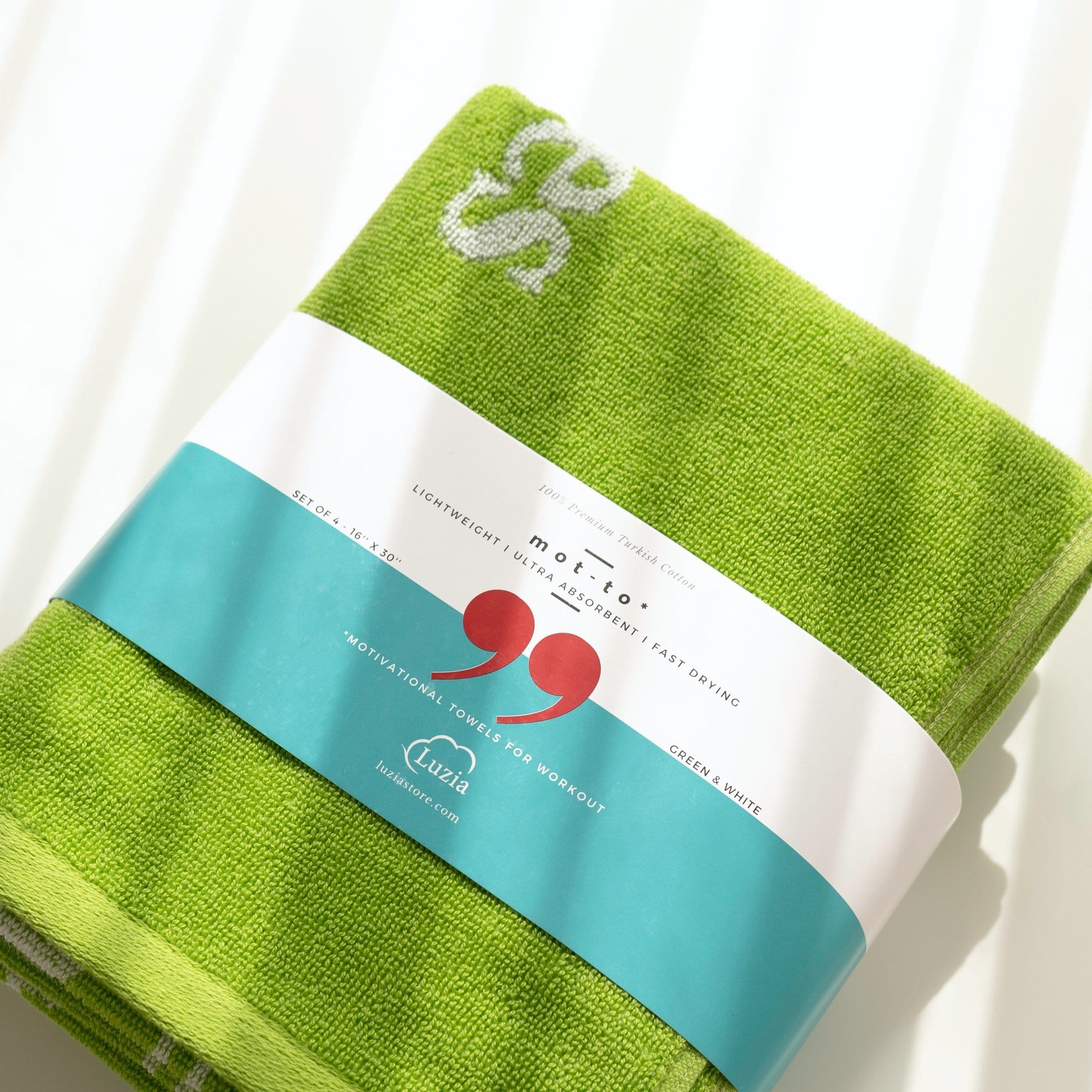 Motivational Workout Towel in Green-Luzia