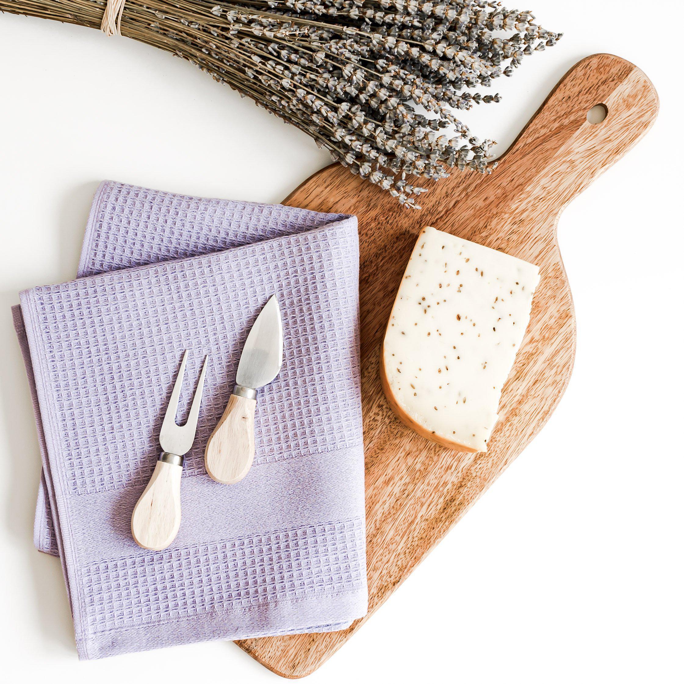 Luzia Premium Kitchen towels; Stylish and Absorbent - Waffle Weave - Set of Three, Lavender